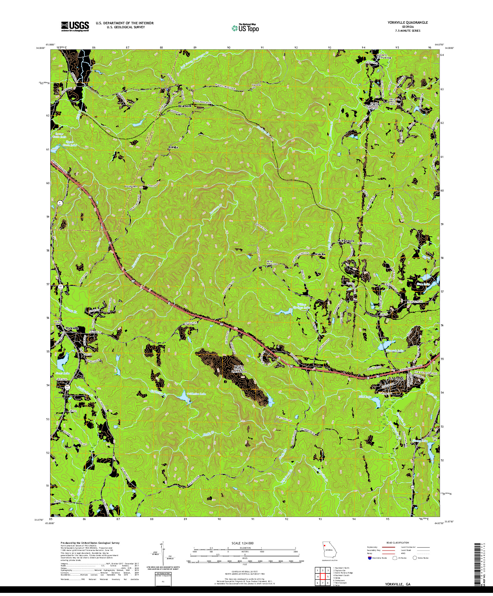 USGS US TOPO 7.5-MINUTE MAP FOR YORKVILLE, GA 2020