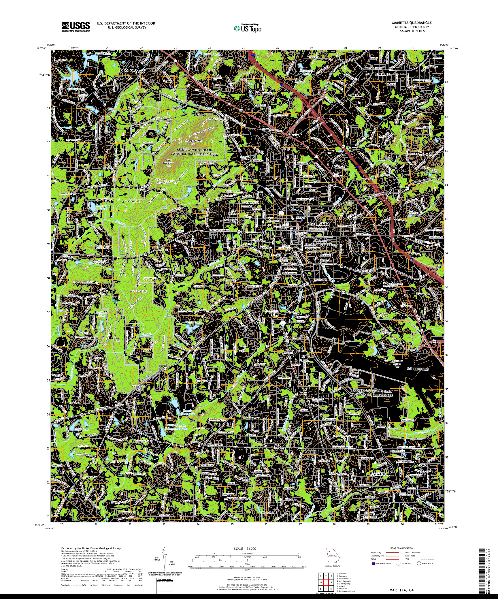 USGS US TOPO 7.5-MINUTE MAP FOR MARIETTA, GA 2020