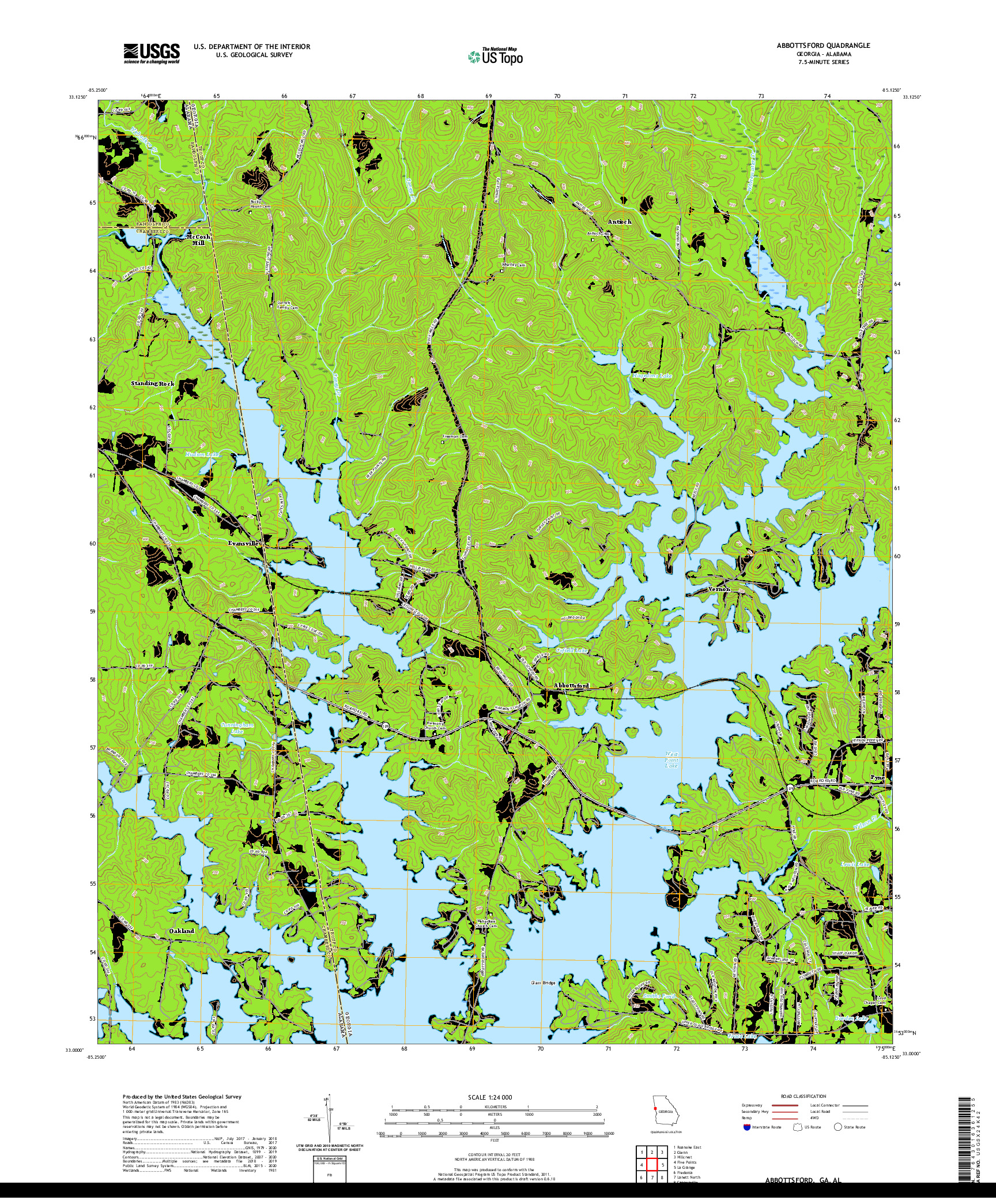 USGS US TOPO 7.5-MINUTE MAP FOR ABBOTTSFORD, GA,AL 2020