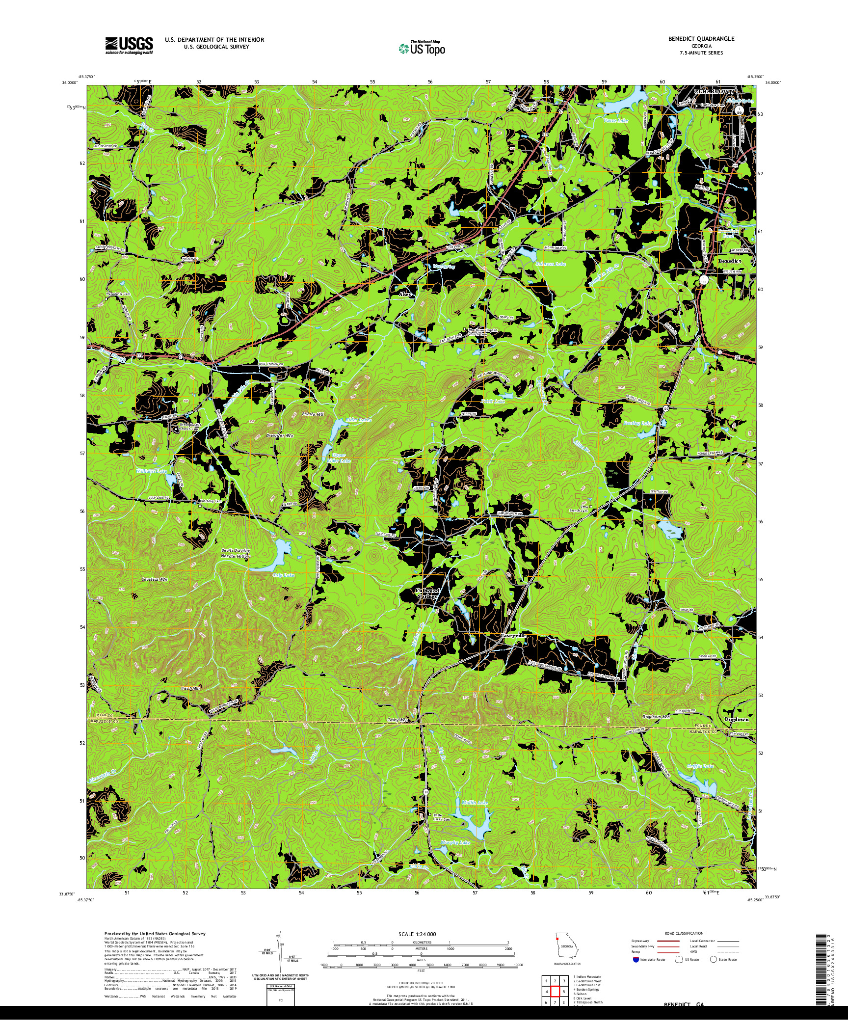 USGS US TOPO 7.5-MINUTE MAP FOR BENEDICT, GA 2020