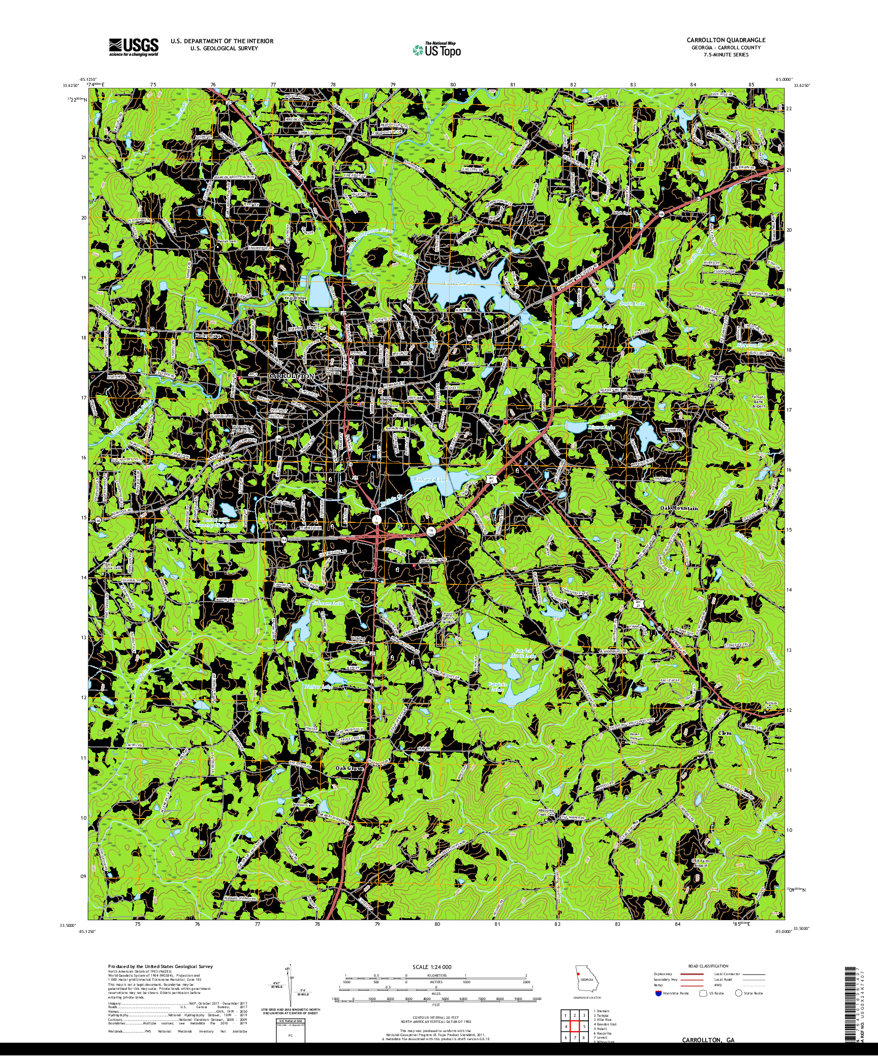 USGS US TOPO 7.5-MINUTE MAP FOR CARROLLTON, GA 2020