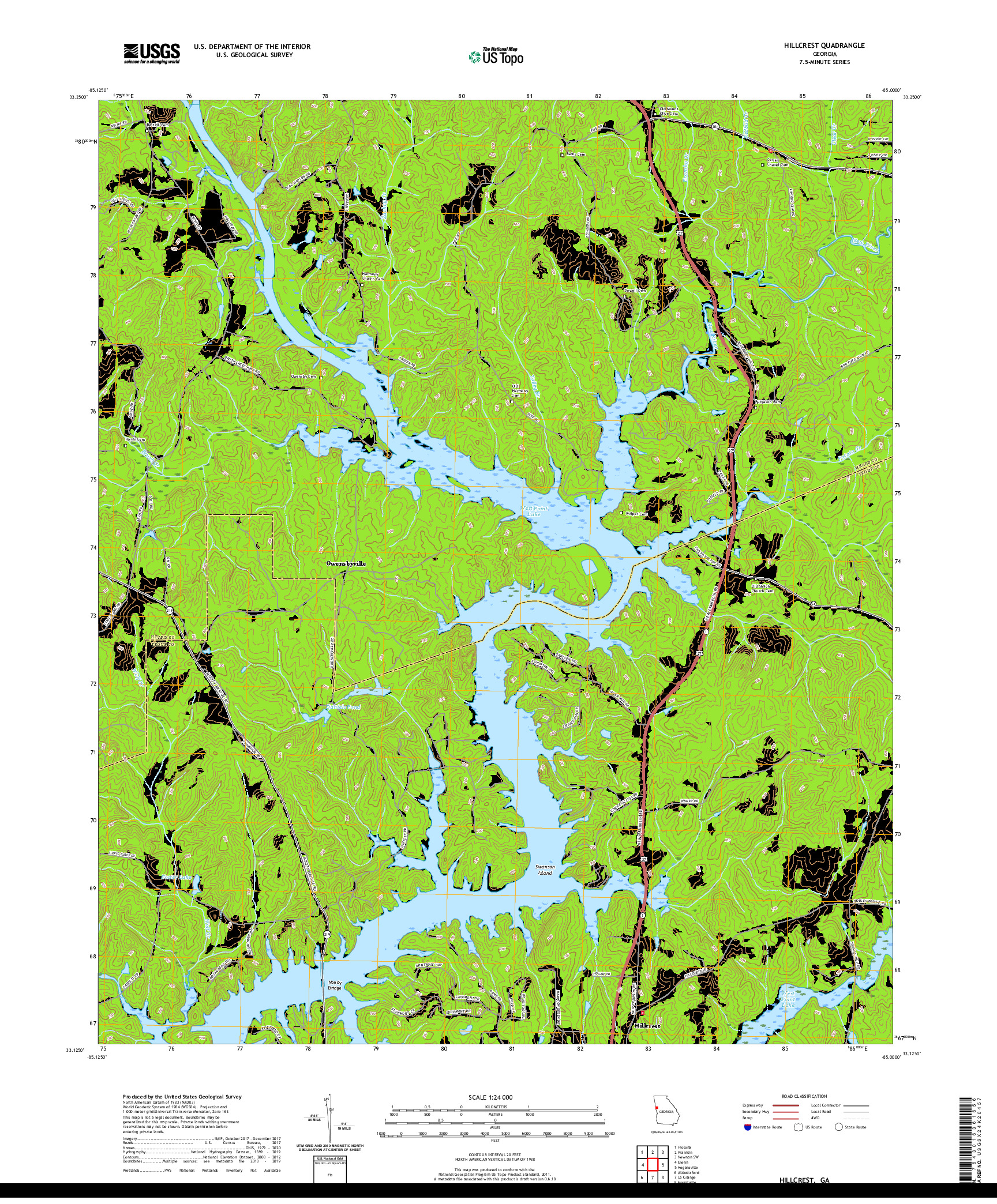USGS US TOPO 7.5-MINUTE MAP FOR HILLCREST, GA 2020