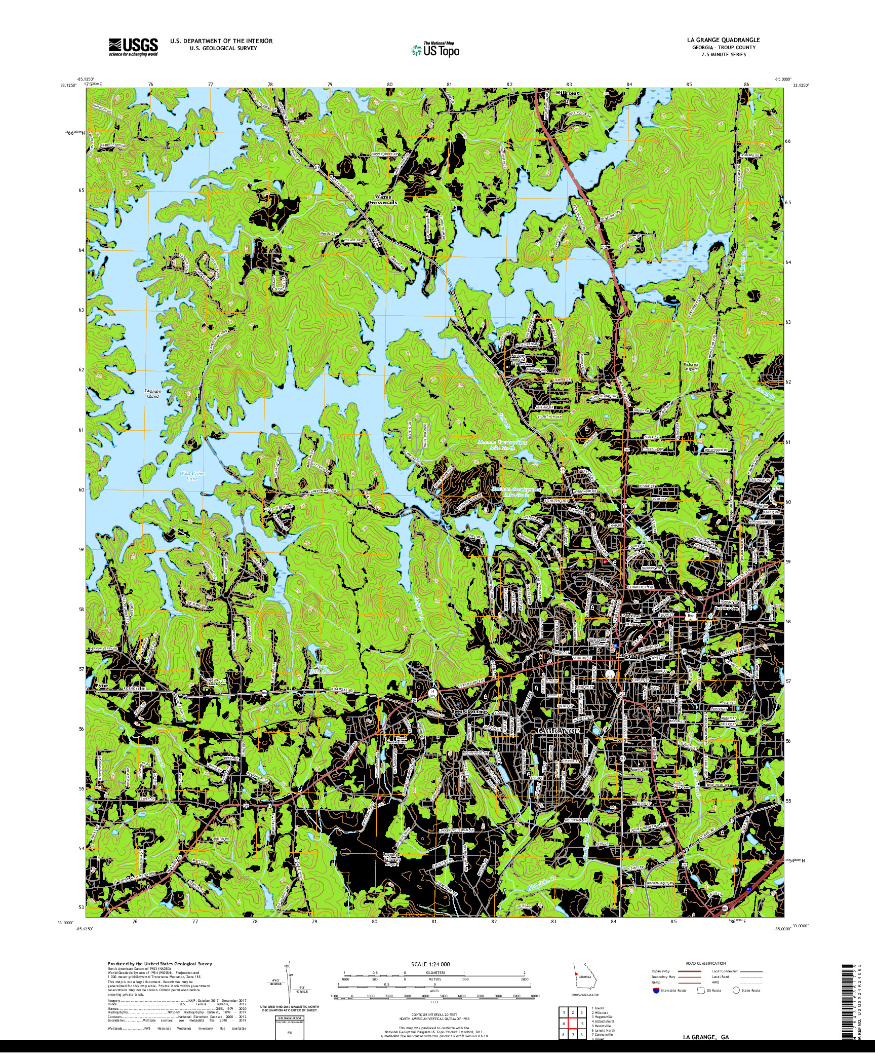 USGS US TOPO 7.5-MINUTE MAP FOR LA GRANGE, GA 2020