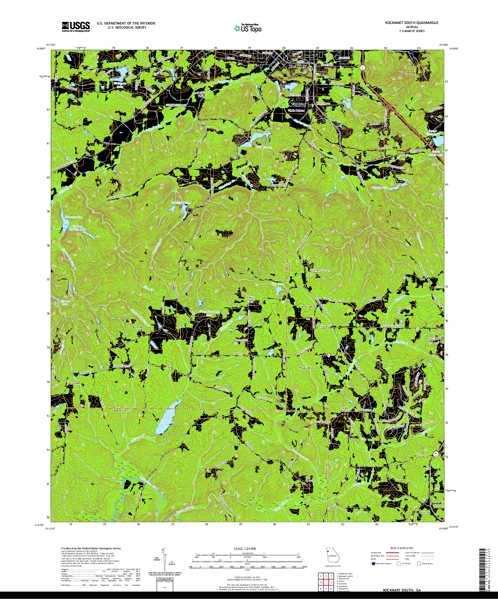 USGS US TOPO 7.5-MINUTE MAP FOR ROCKMART SOUTH, GA 2020