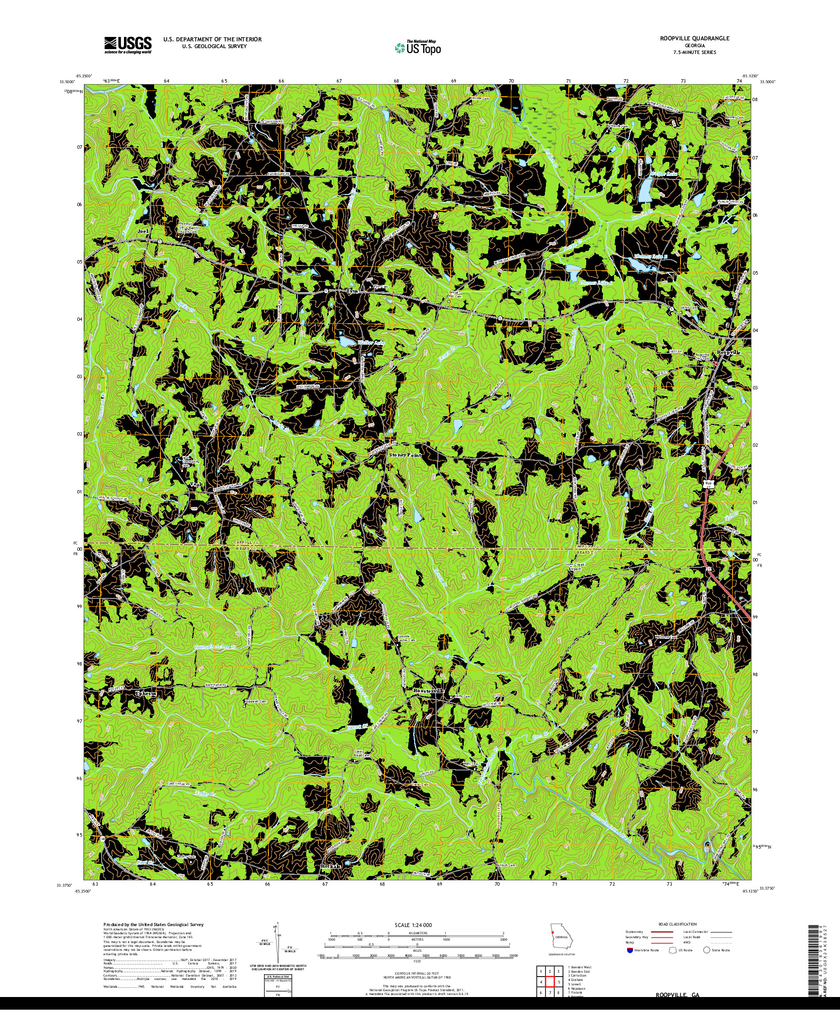 USGS US TOPO 7.5-MINUTE MAP FOR ROOPVILLE, GA 2020