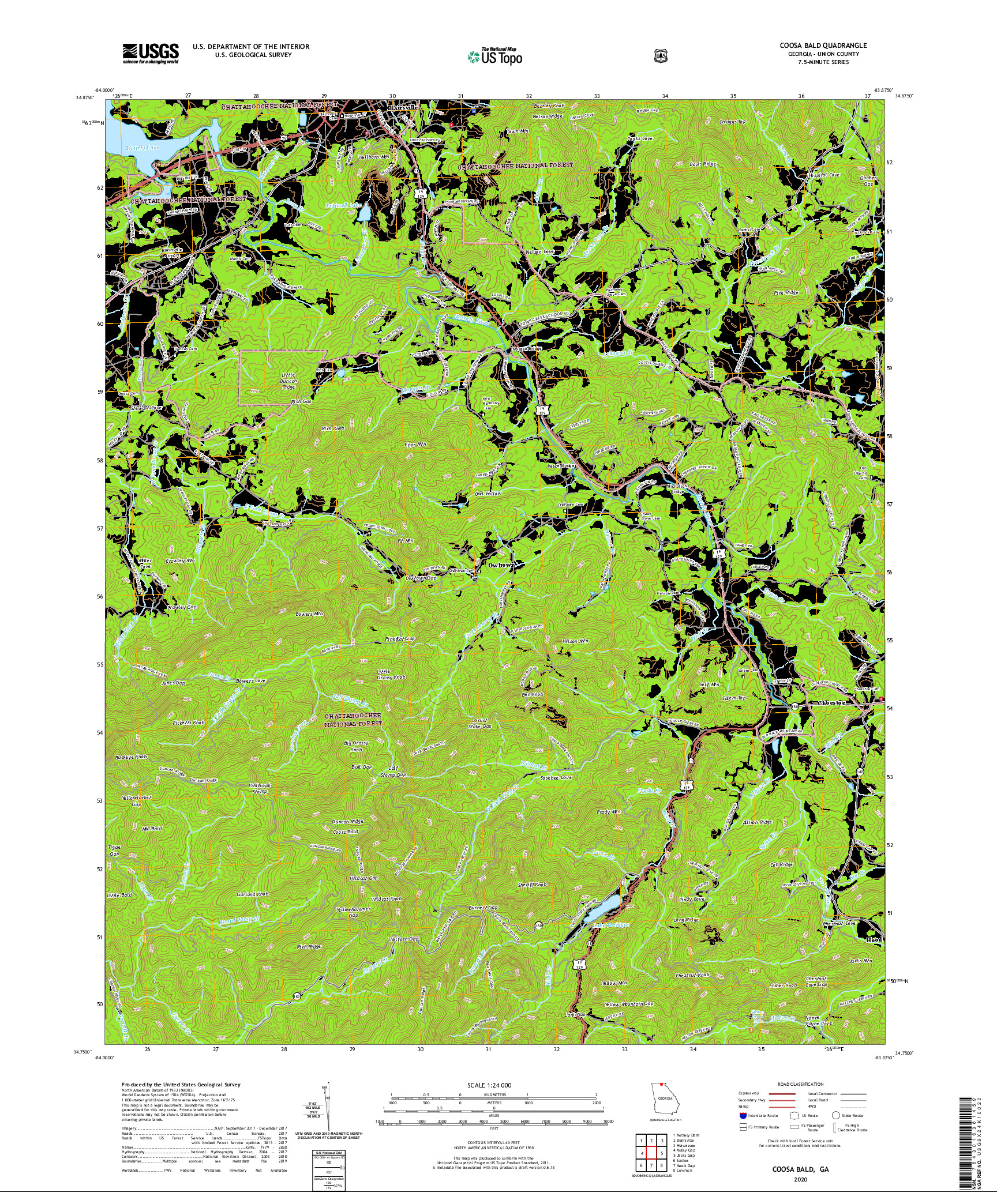 USGS US TOPO 7.5-MINUTE MAP FOR COOSA BALD, GA 2020
