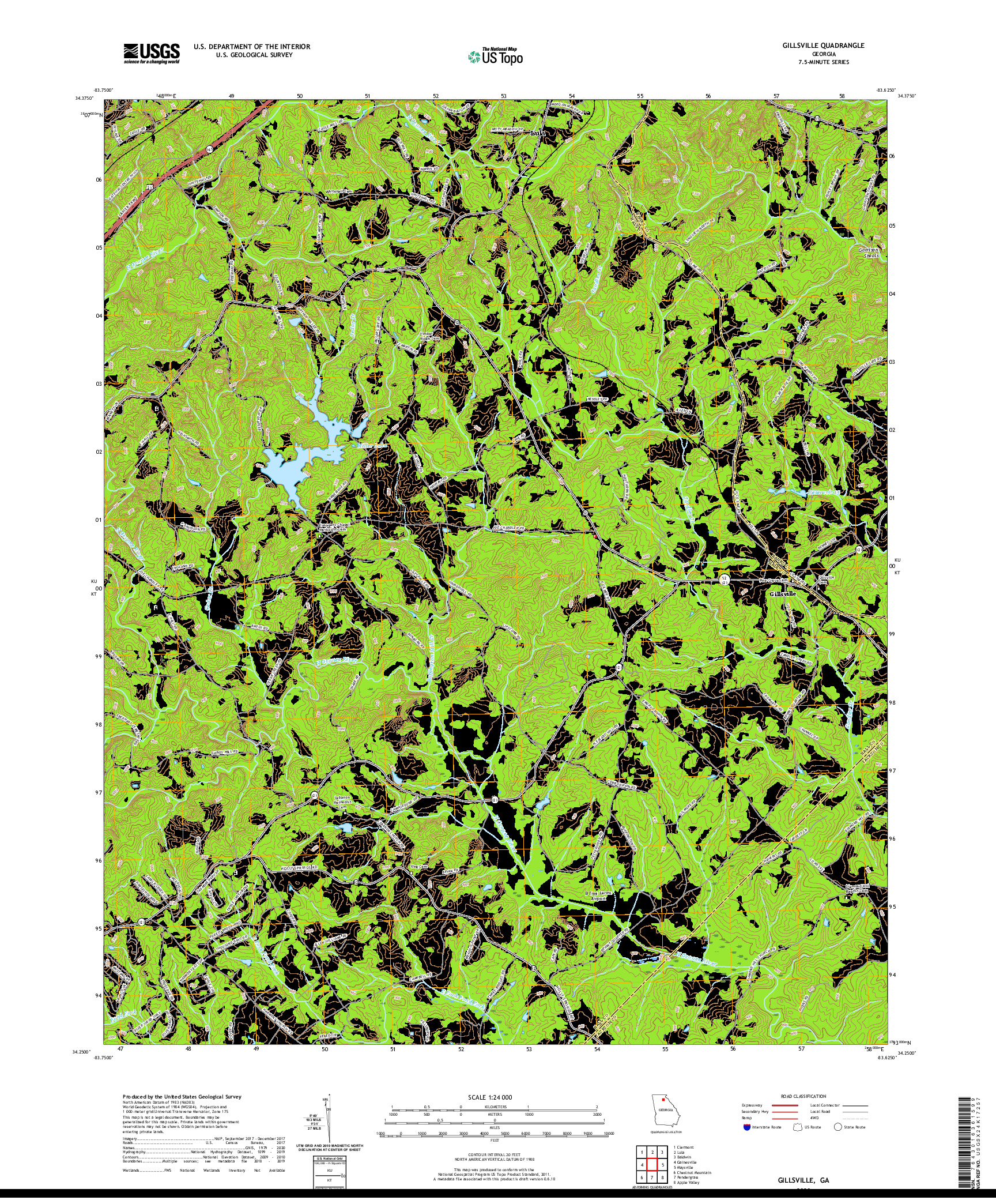 USGS US TOPO 7.5-MINUTE MAP FOR GILLSVILLE, GA 2020