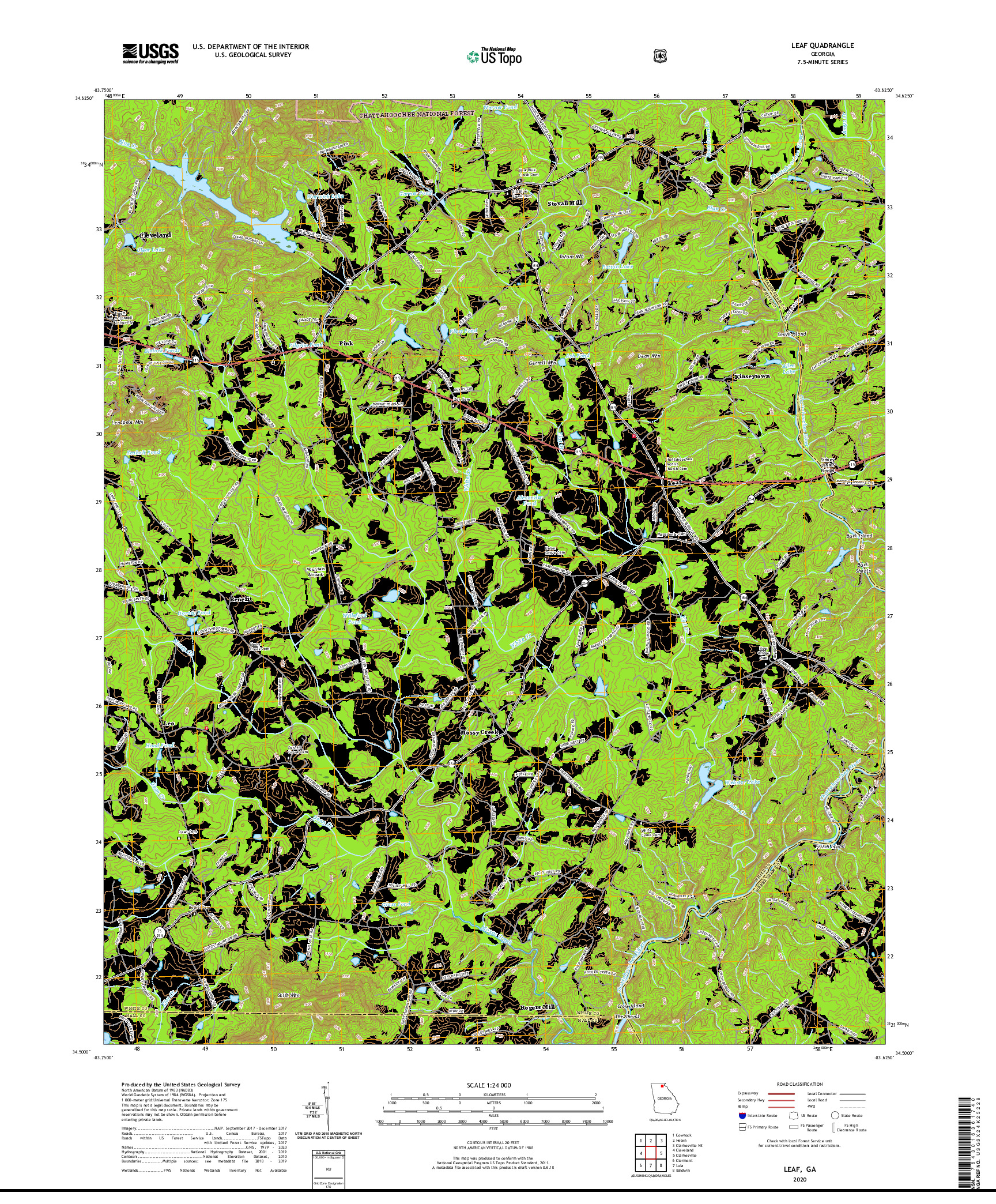 USGS US TOPO 7.5-MINUTE MAP FOR LEAF, GA 2020