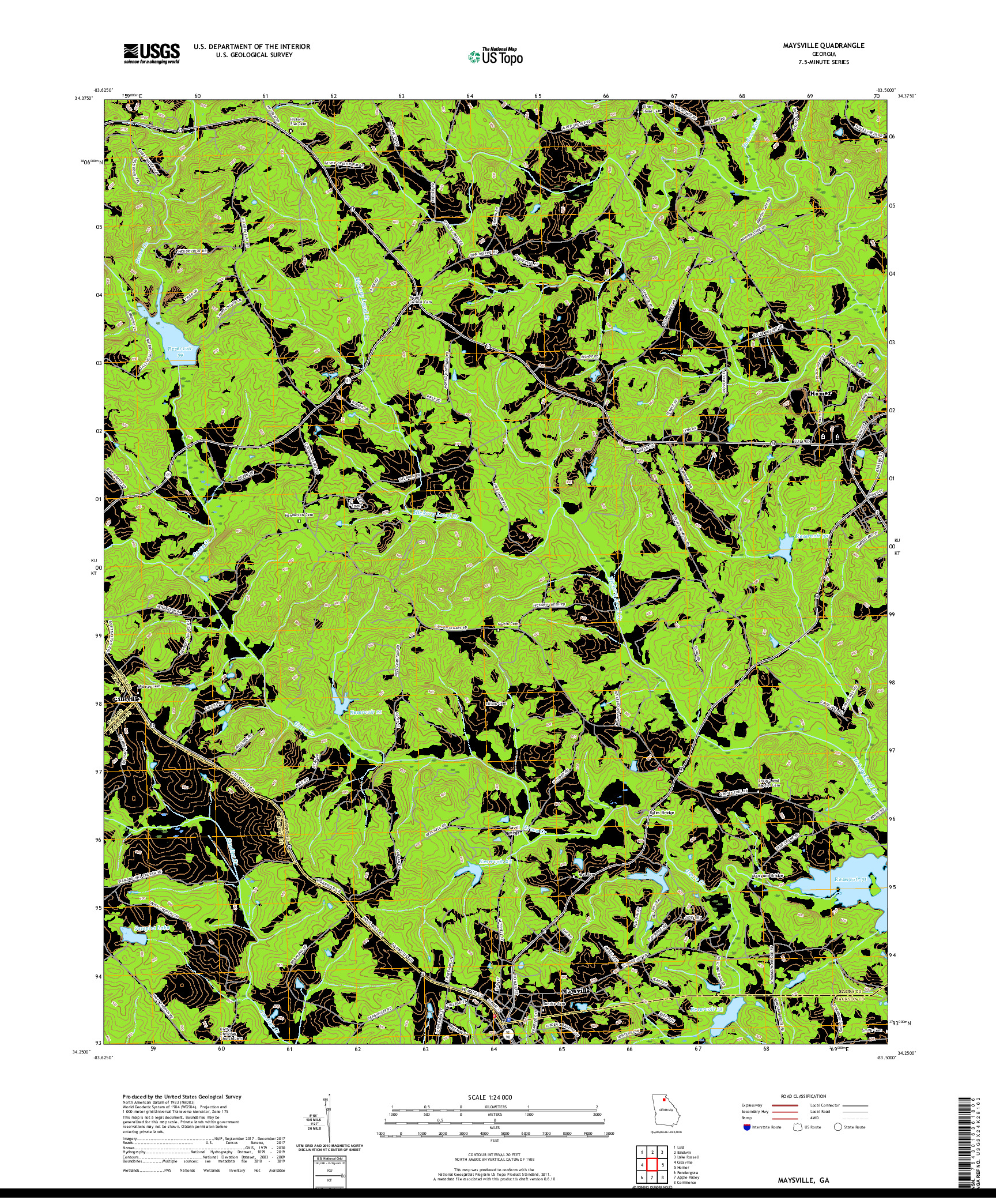 USGS US TOPO 7.5-MINUTE MAP FOR MAYSVILLE, GA 2020