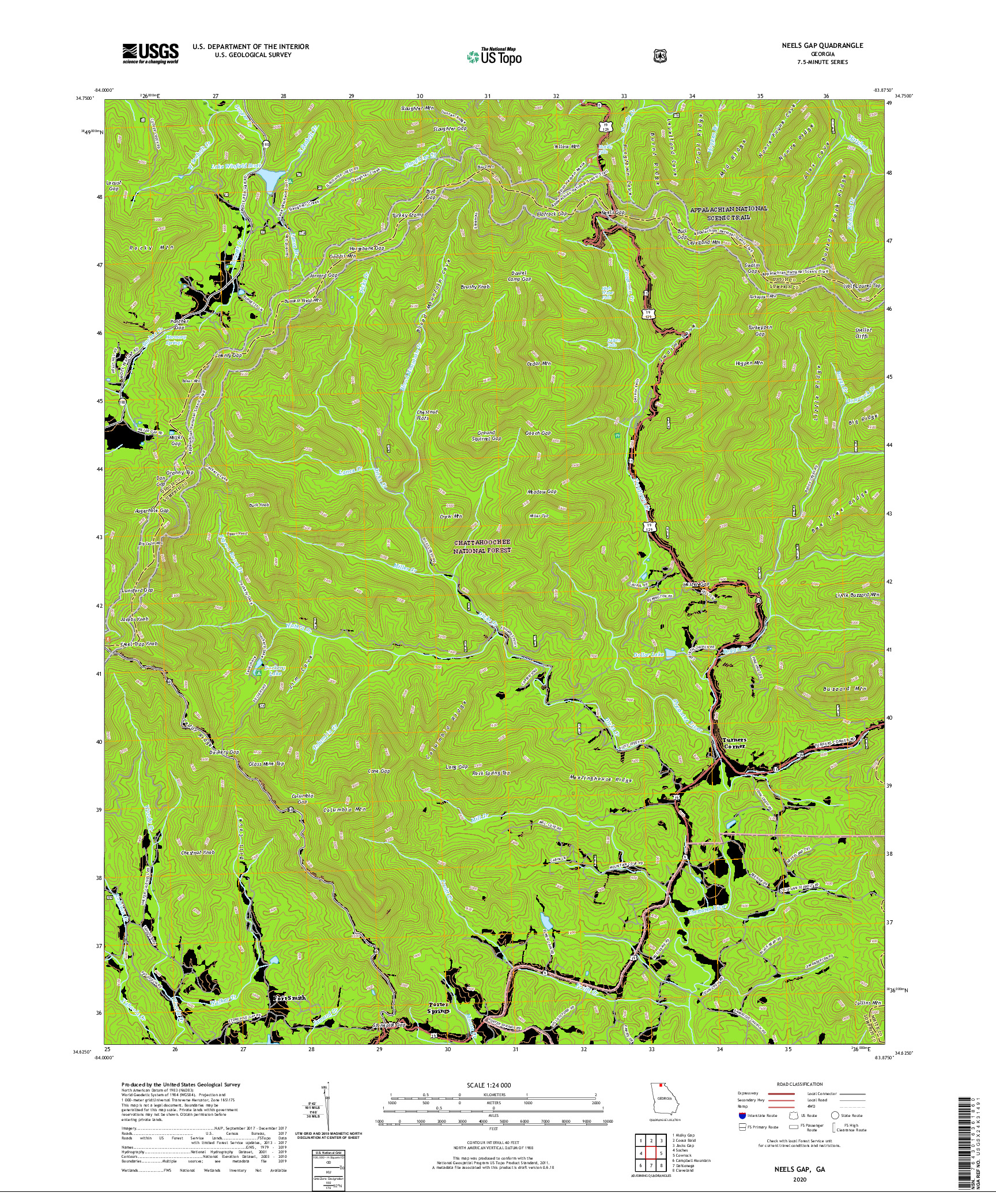 USGS US TOPO 7.5-MINUTE MAP FOR NEELS GAP, GA 2020