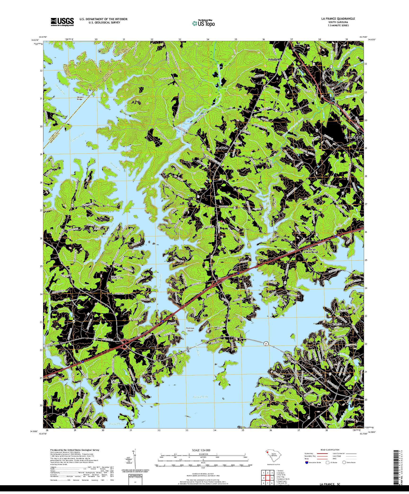 USGS US TOPO 7.5-MINUTE MAP FOR LA FRANCE, SC 2020