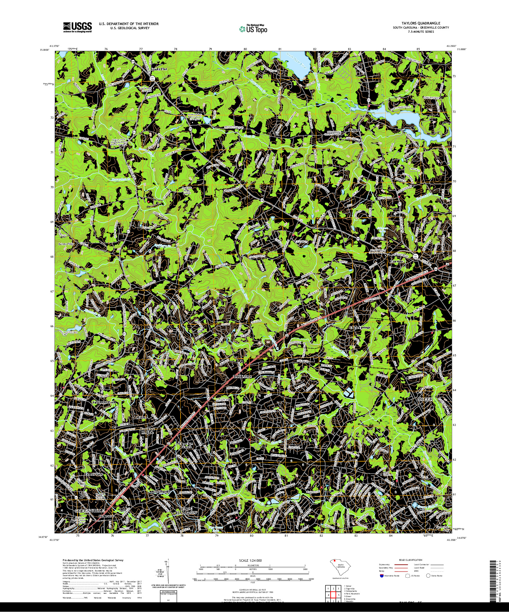 USGS US TOPO 7.5-MINUTE MAP FOR TAYLORS, SC 2020