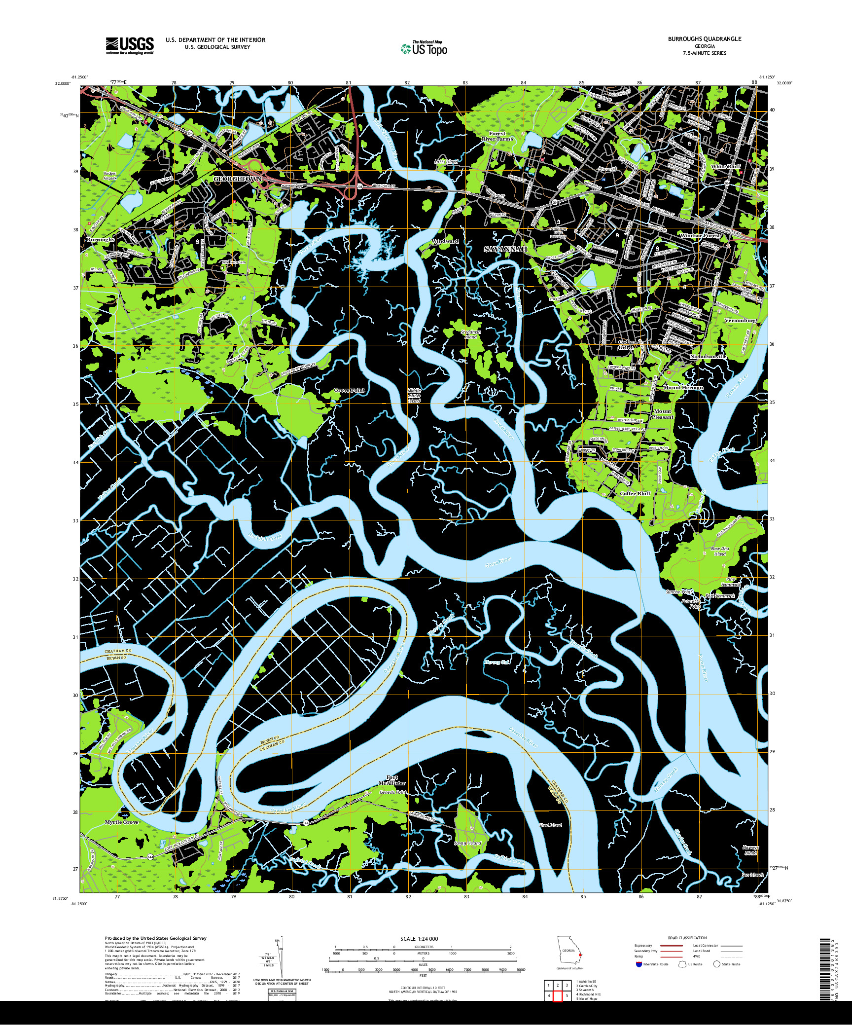 USGS US TOPO 7.5-MINUTE MAP FOR BURROUGHS, GA 2020