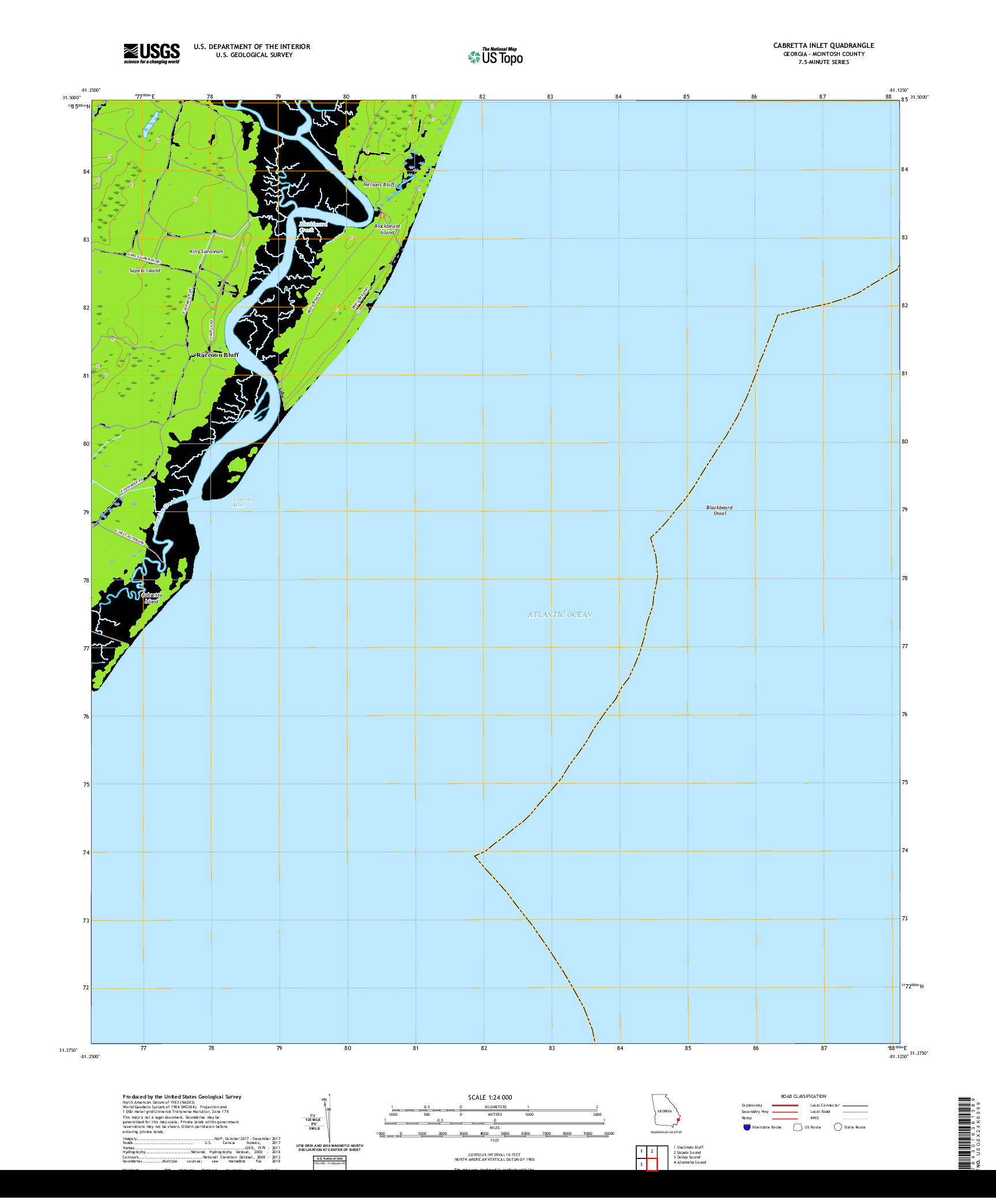 USGS US TOPO 7.5-MINUTE MAP FOR CABRETTA INLET, GA 2020