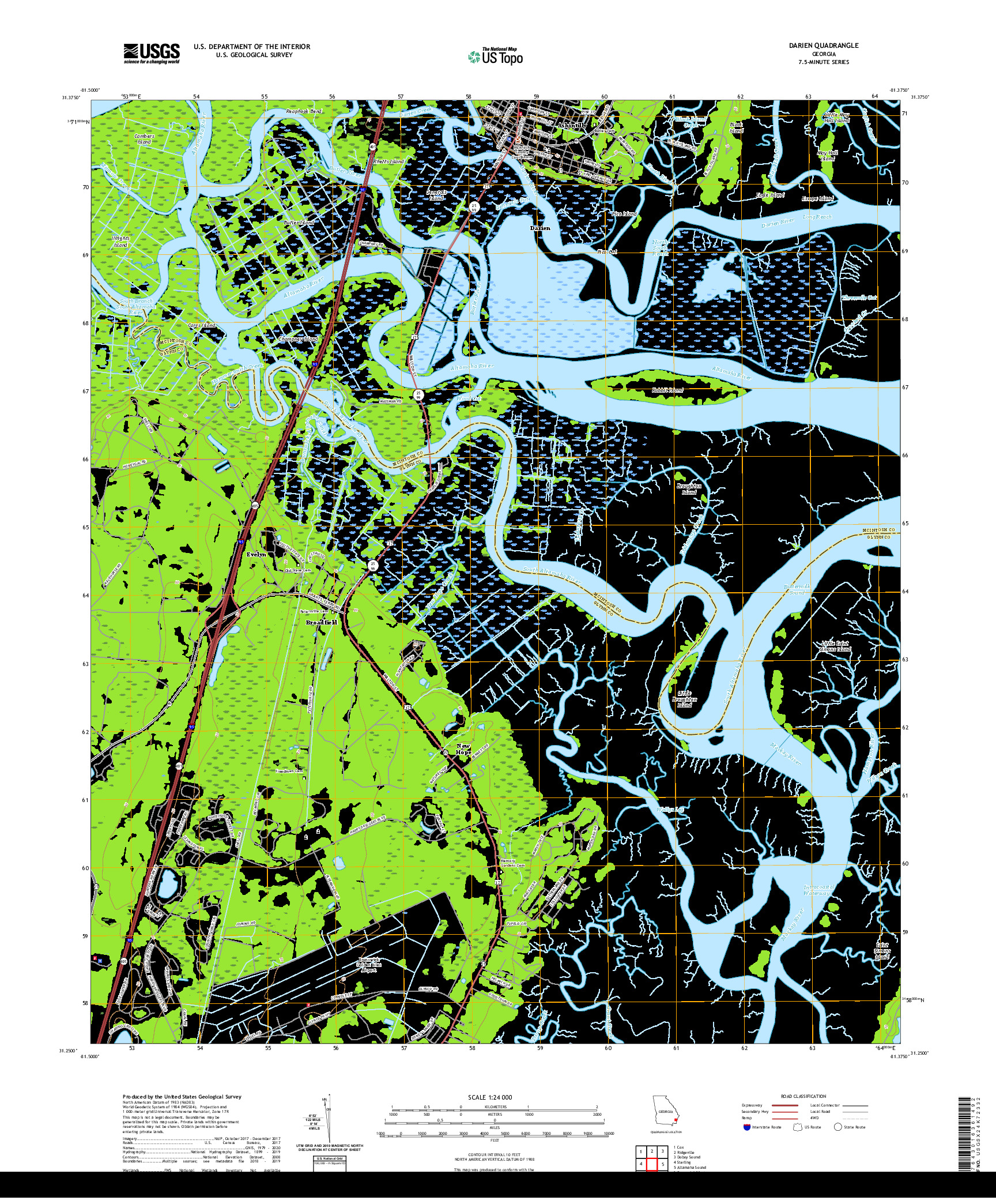 USGS US TOPO 7.5-MINUTE MAP FOR DARIEN, GA 2020