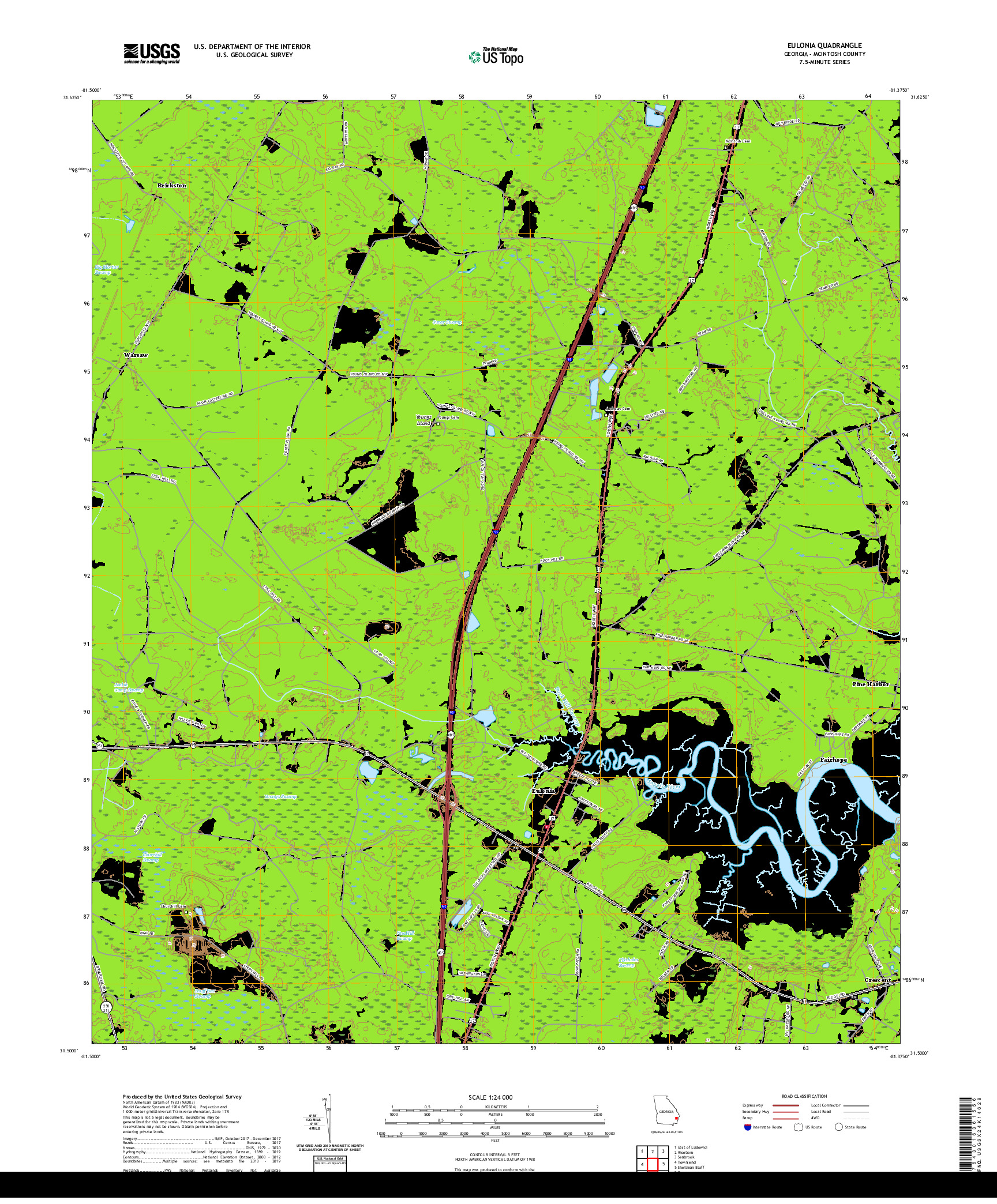 USGS US TOPO 7.5-MINUTE MAP FOR EULONIA, GA 2020