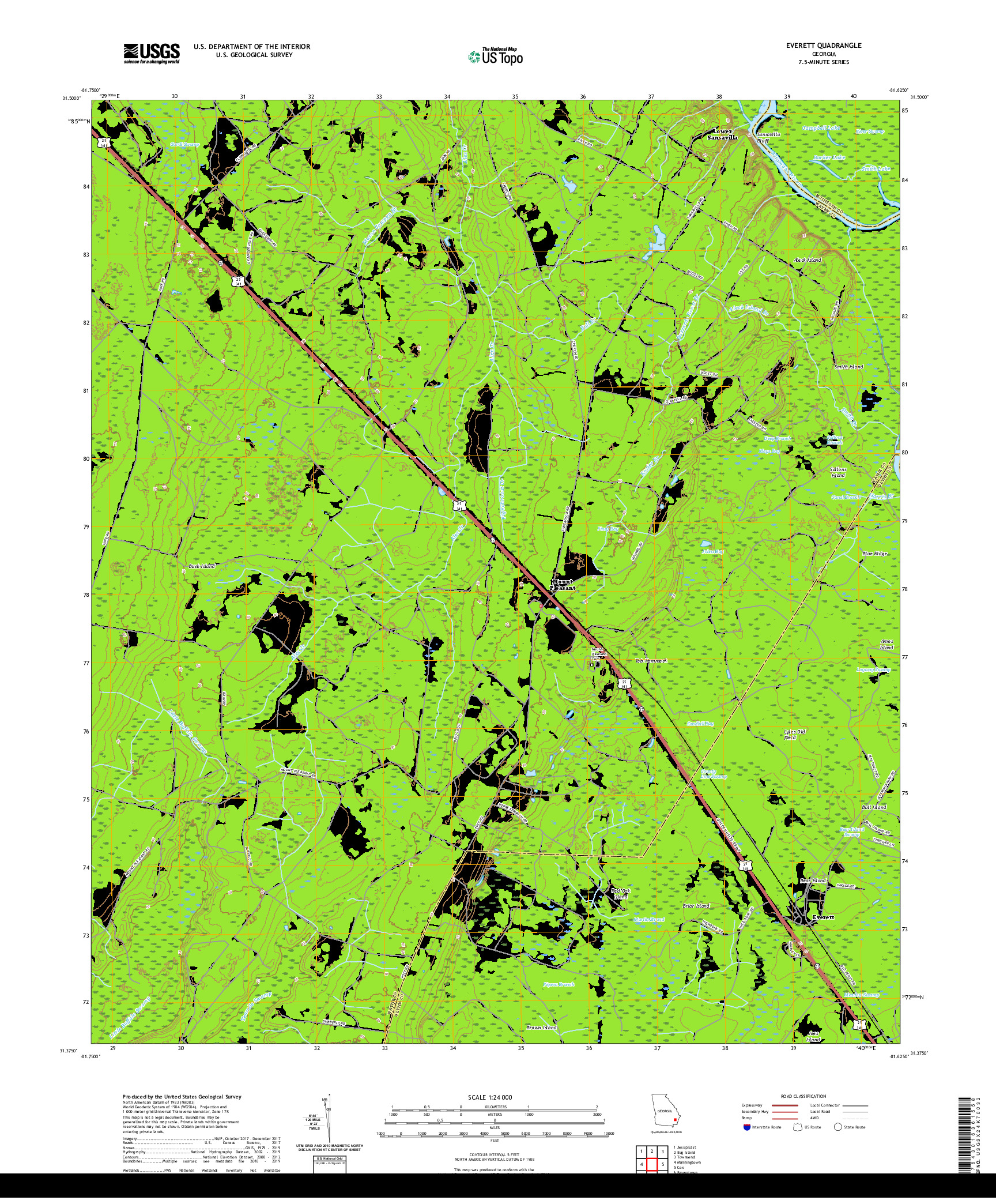 USGS US TOPO 7.5-MINUTE MAP FOR EVERETT, GA 2020