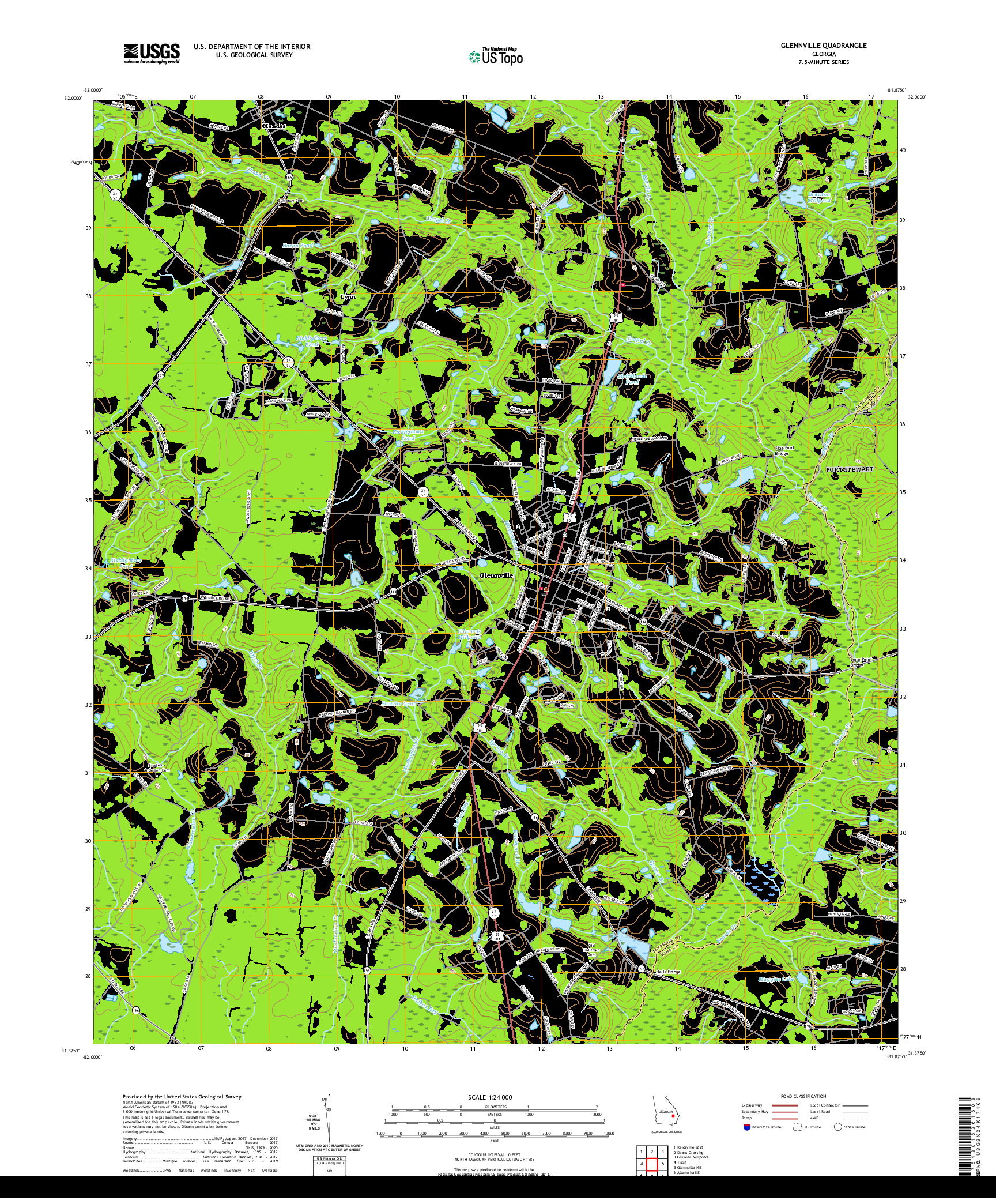 USGS US TOPO 7.5-MINUTE MAP FOR GLENNVILLE, GA 2020