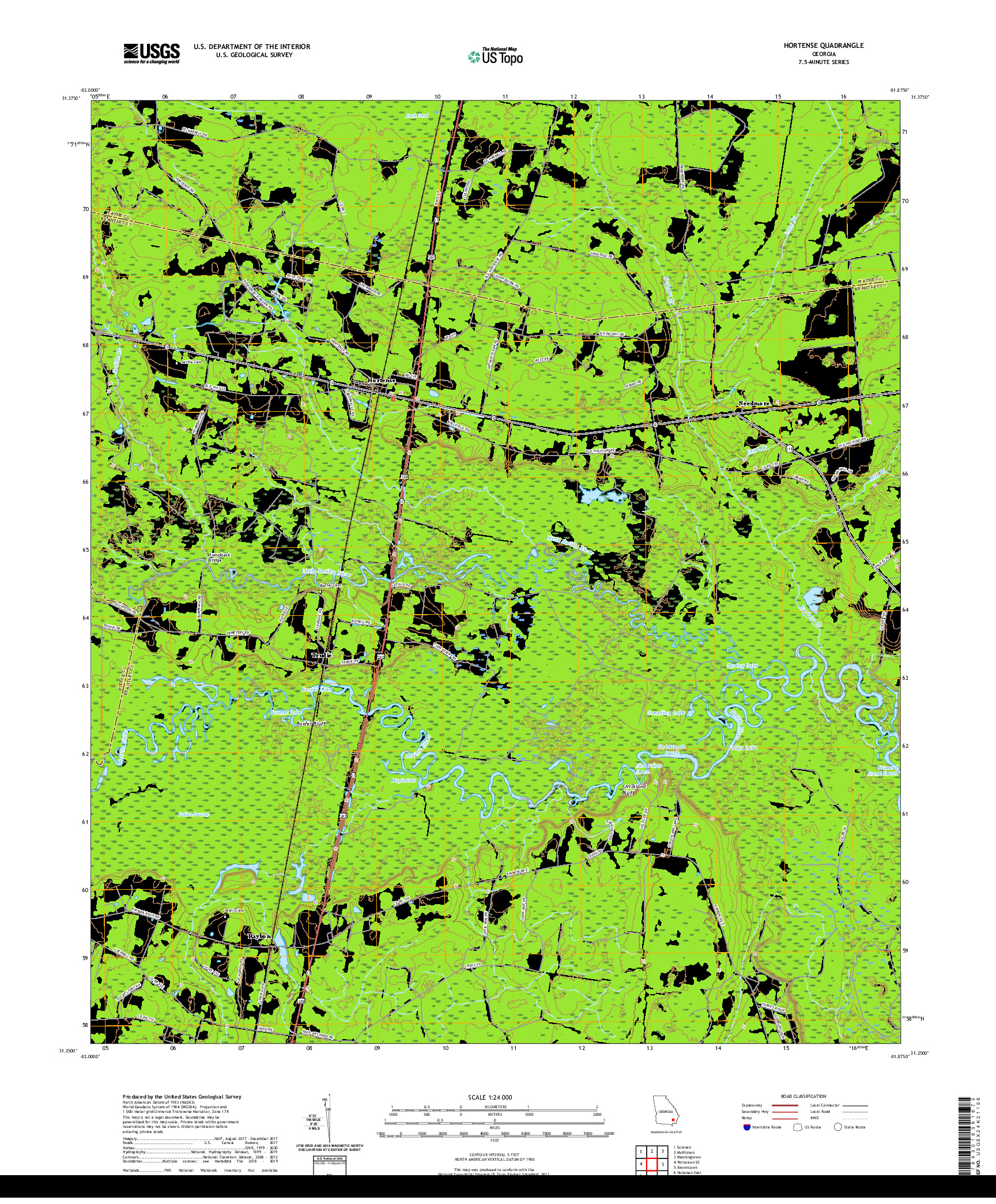 USGS US TOPO 7.5-MINUTE MAP FOR HORTENSE, GA 2020