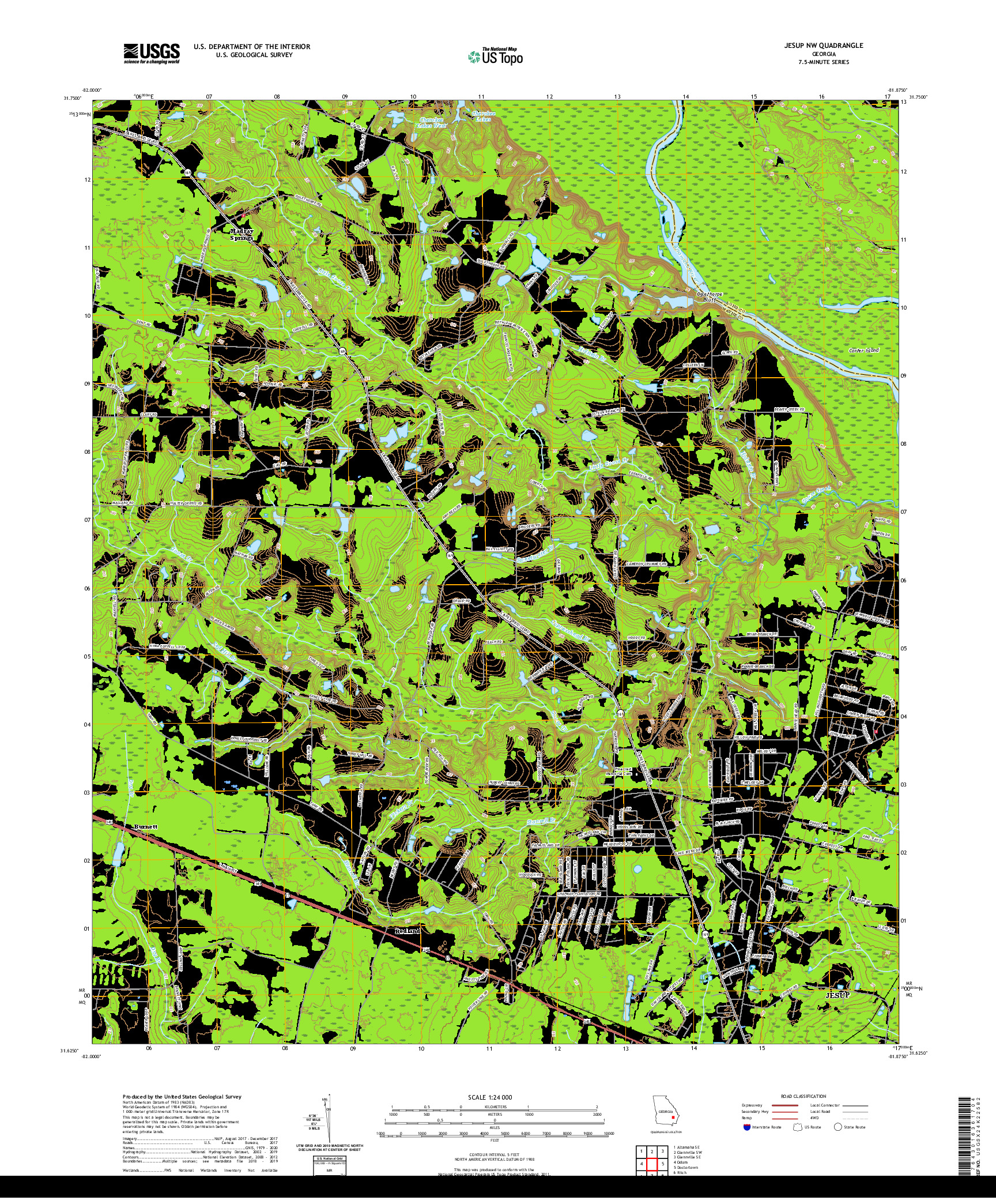 USGS US TOPO 7.5-MINUTE MAP FOR JESUP NW, GA 2020