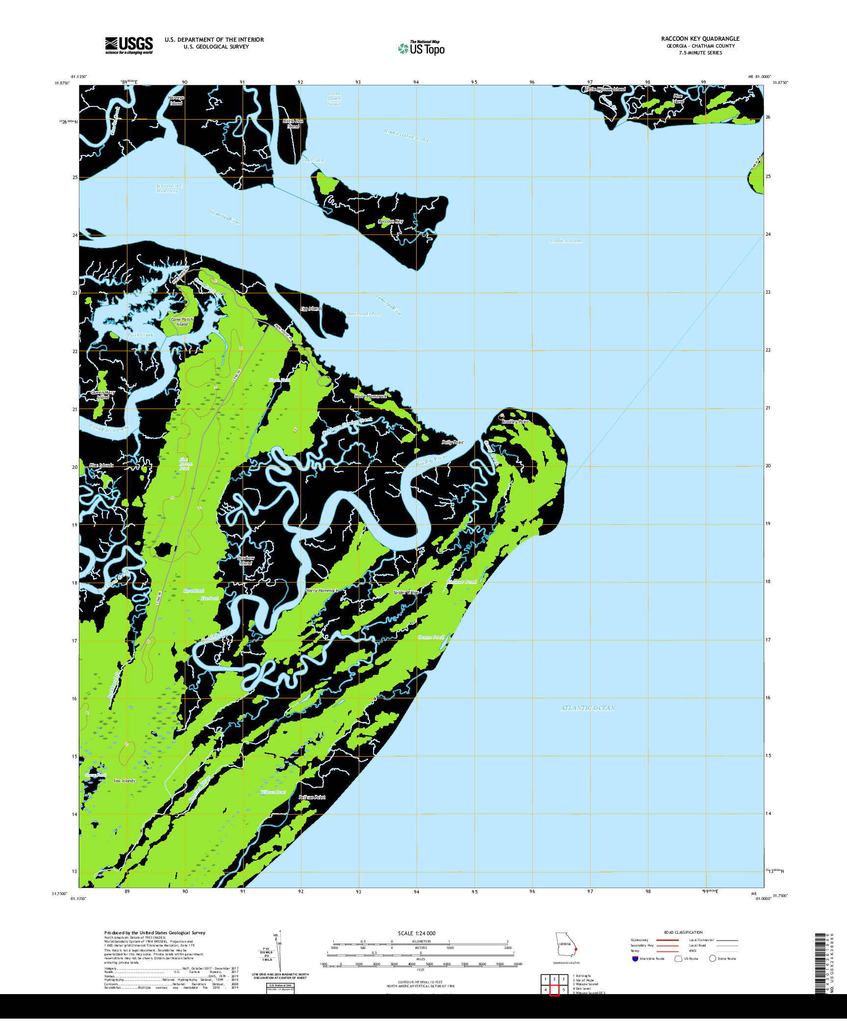 USGS US TOPO 7.5-MINUTE MAP FOR RACCOON KEY, GA 2020