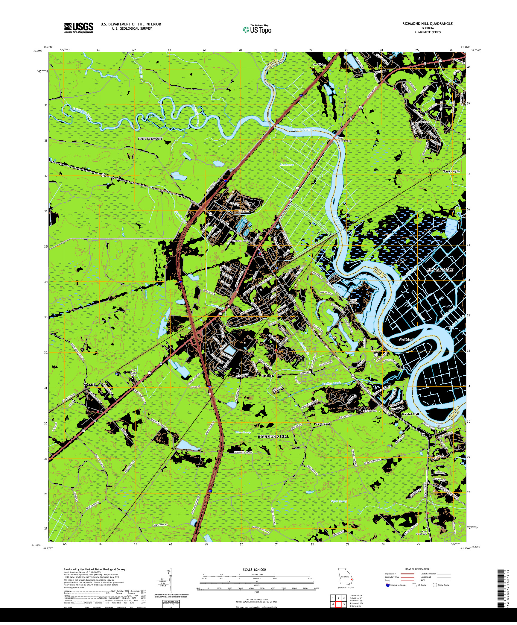 USGS US TOPO 7.5-MINUTE MAP FOR RICHMOND HILL, GA 2020