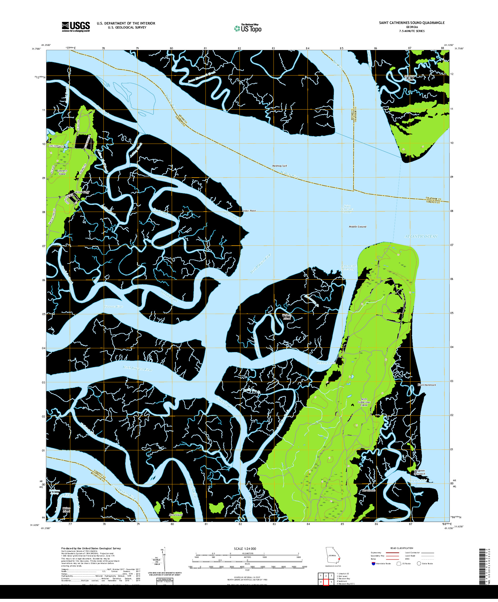 USGS US TOPO 7.5-MINUTE MAP FOR SAINT CATHERINES SOUND, GA 2020