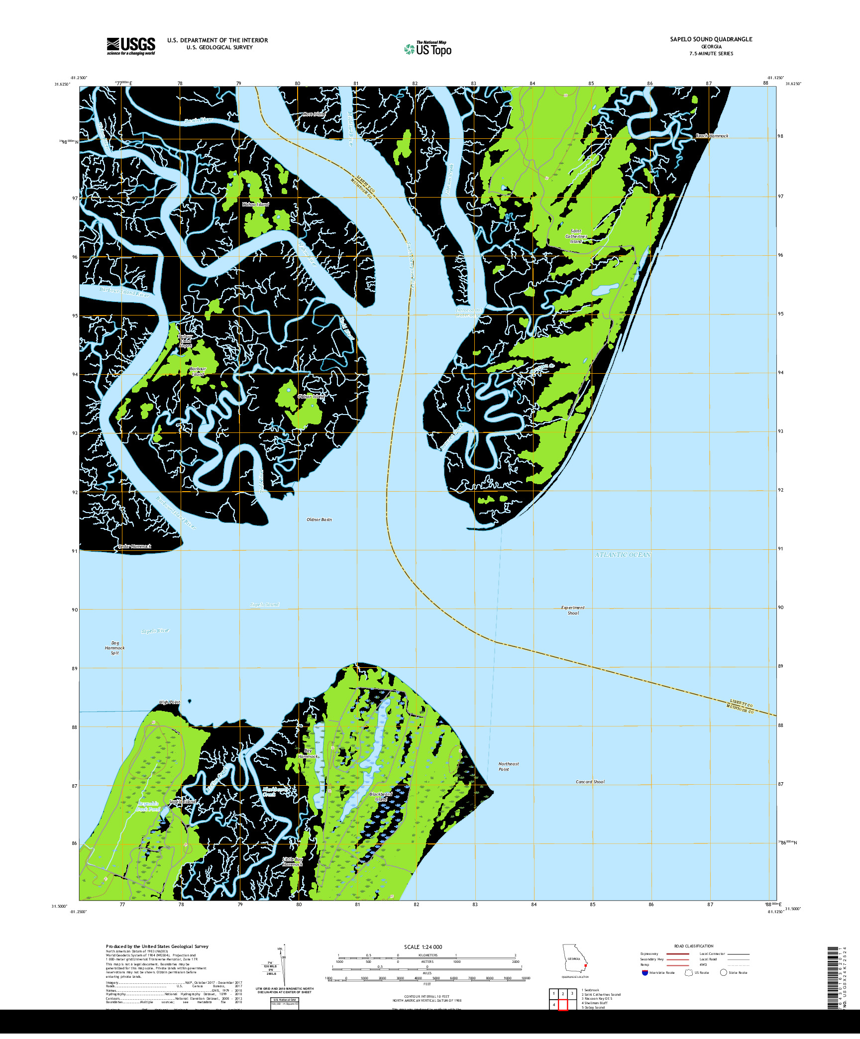 USGS US TOPO 7.5-MINUTE MAP FOR SAPELO SOUND, GA 2020