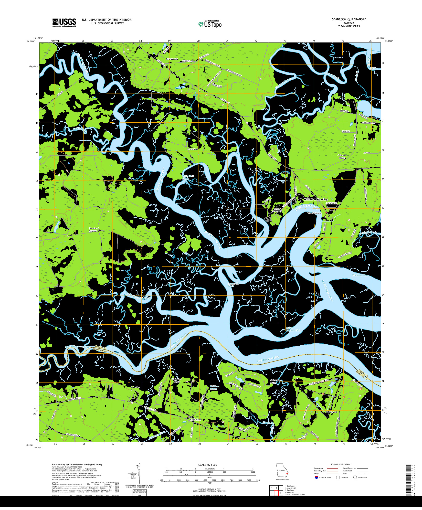 USGS US TOPO 7.5-MINUTE MAP FOR SEABROOK, GA 2020