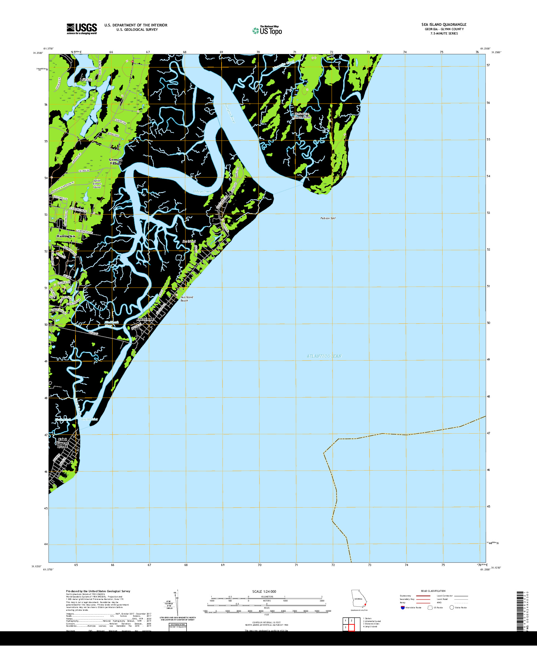 USGS US TOPO 7.5-MINUTE MAP FOR SEA ISLAND, GA 2020