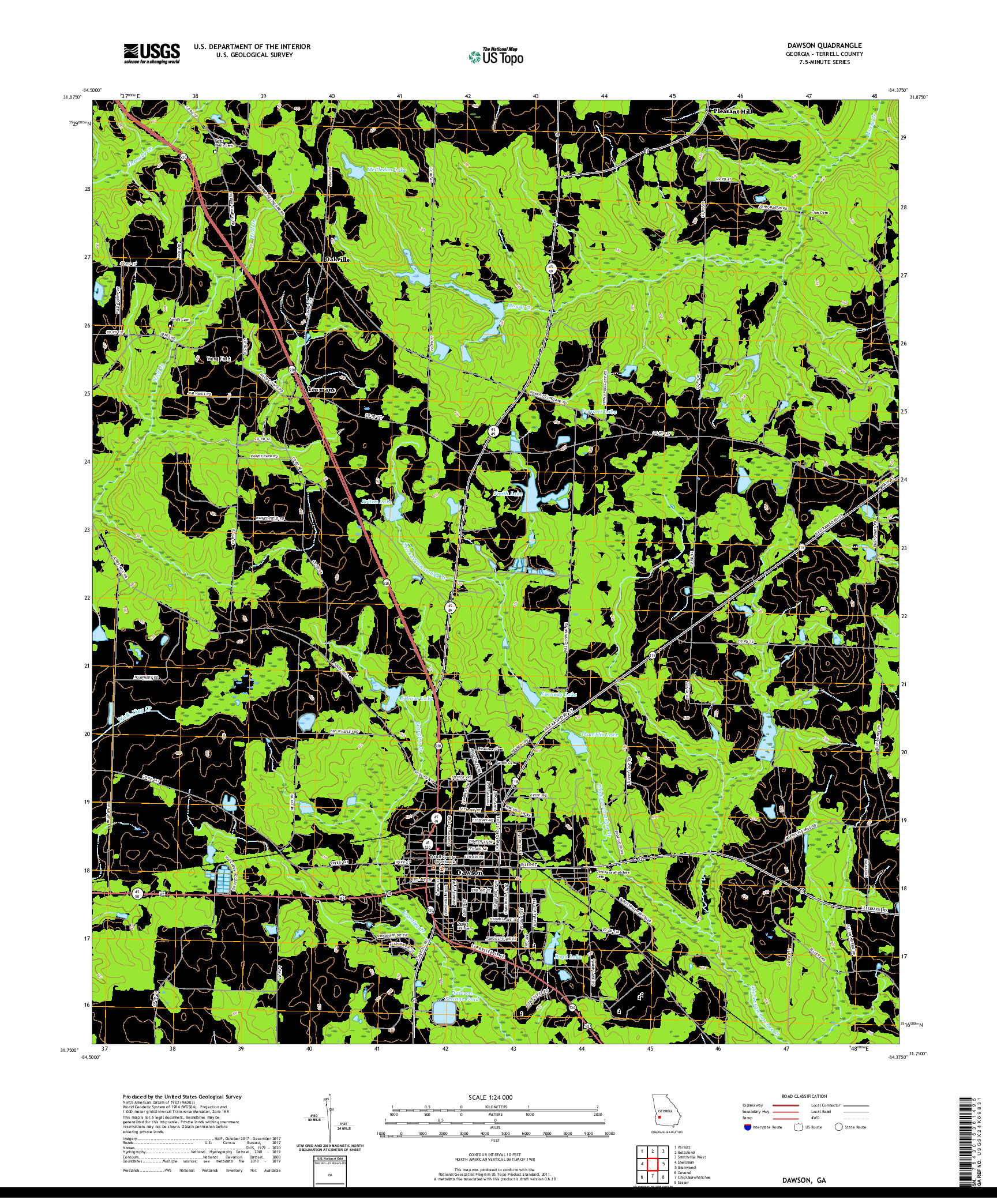 USGS US TOPO 7.5-MINUTE MAP FOR DAWSON, GA 2020