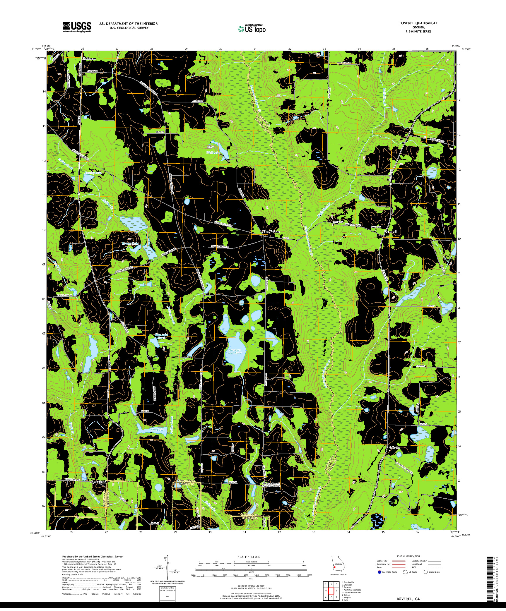 USGS US TOPO 7.5-MINUTE MAP FOR DOVEREL, GA 2020