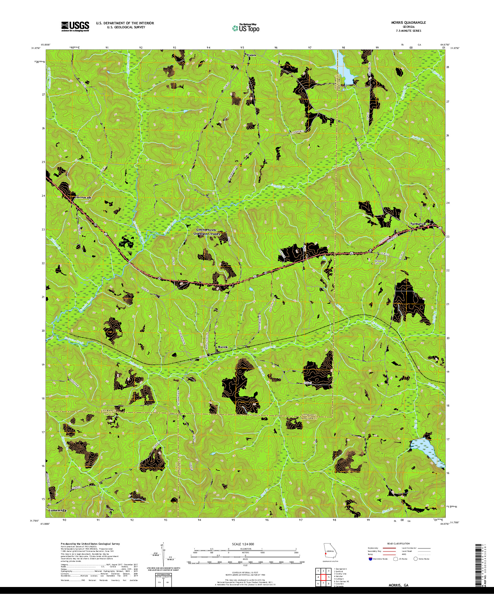 USGS US TOPO 7.5-MINUTE MAP FOR MORRIS, GA 2020