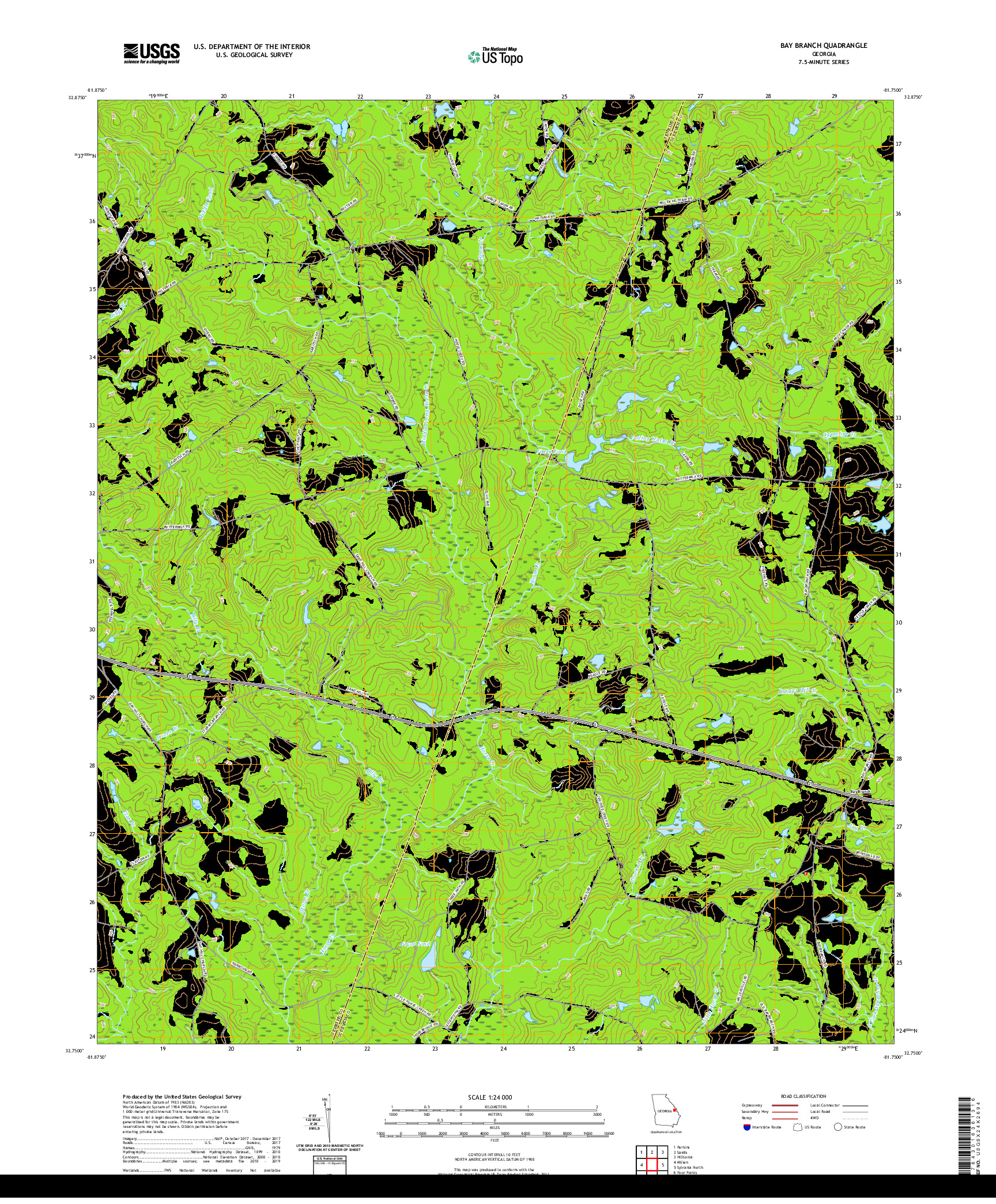 USGS US TOPO 7.5-MINUTE MAP FOR BAY BRANCH, GA 2020