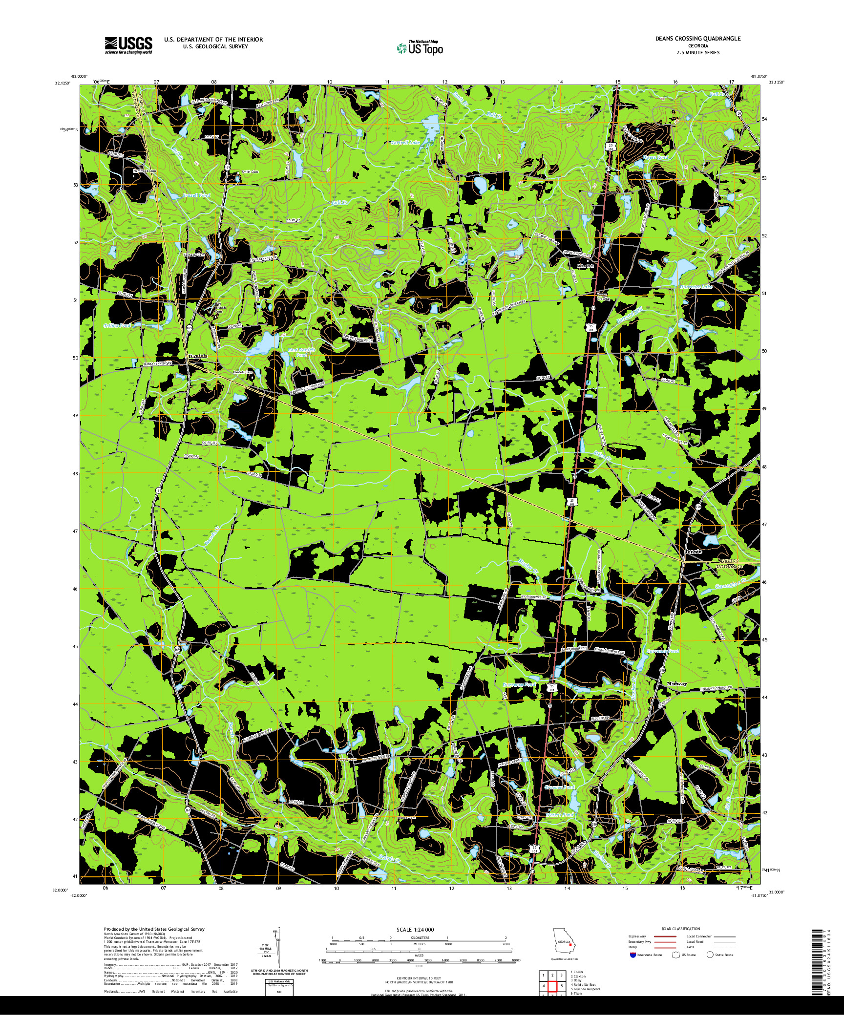 USGS US TOPO 7.5-MINUTE MAP FOR DEANS CROSSING, GA 2020