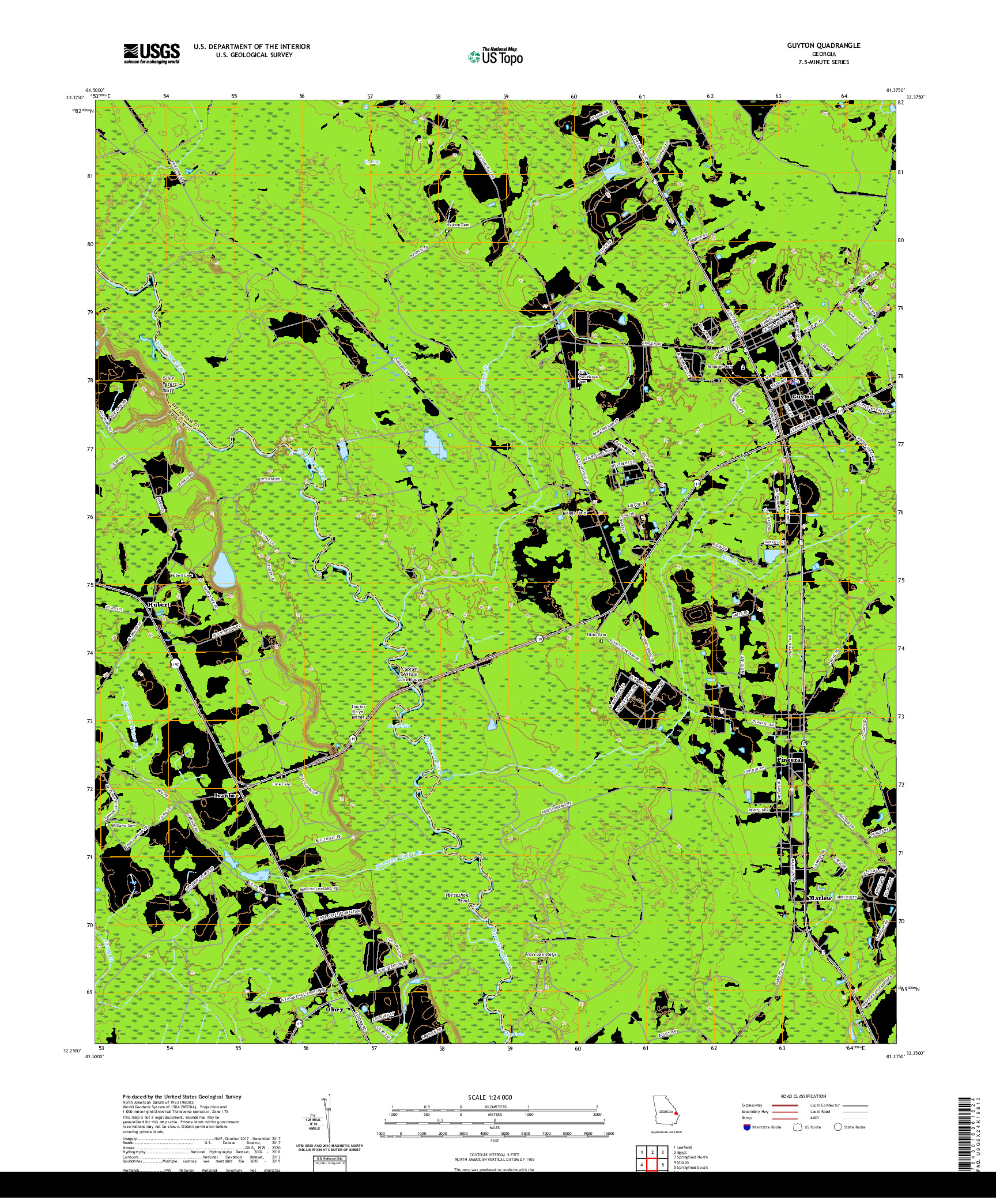 USGS US TOPO 7.5-MINUTE MAP FOR GUYTON, GA 2020