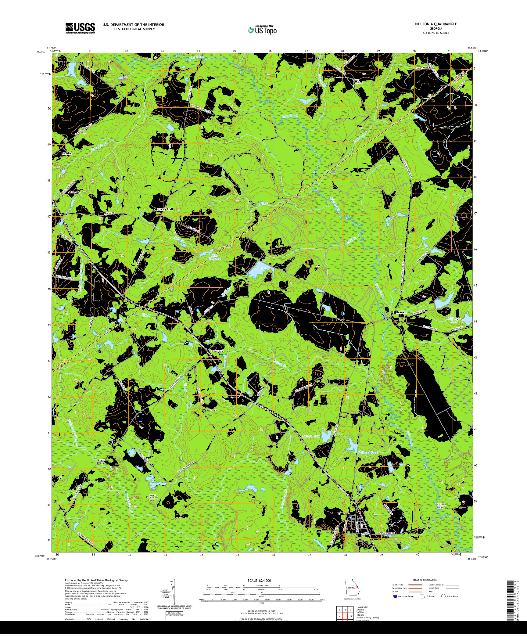 USGS US TOPO 7.5-MINUTE MAP FOR HILLTONIA, GA 2020