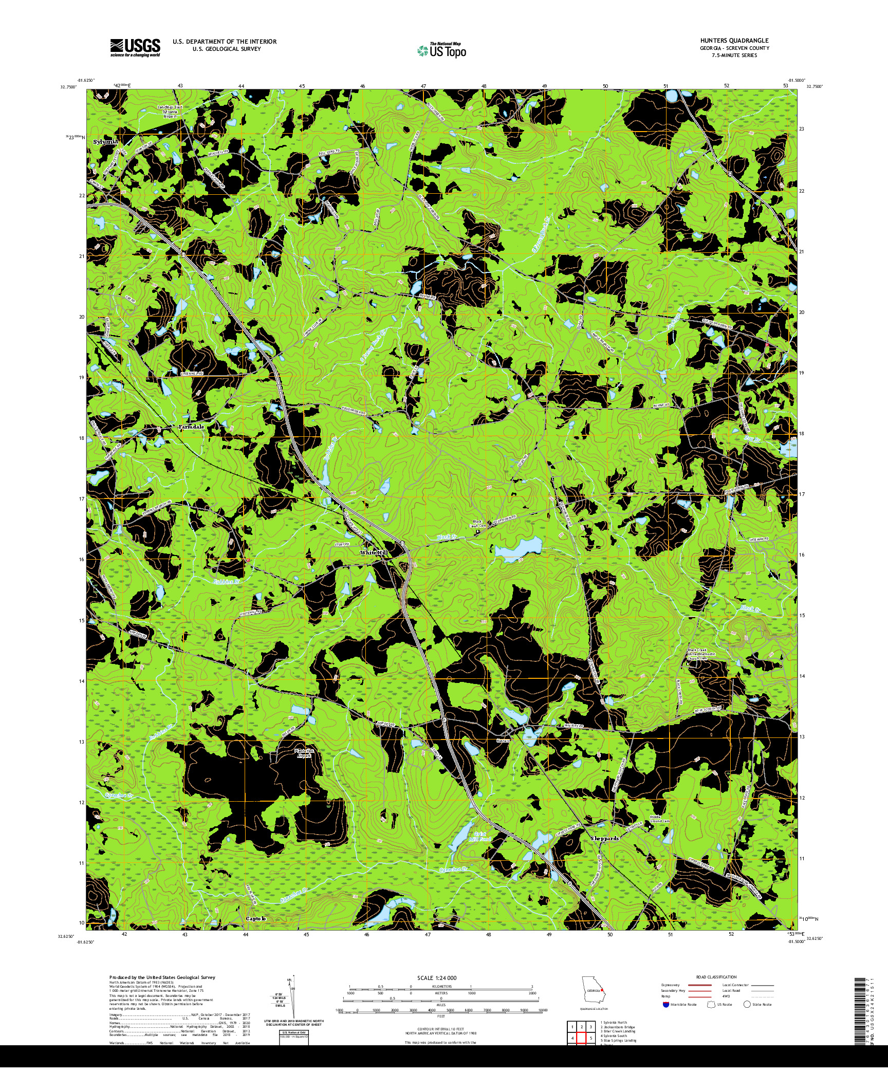 USGS US TOPO 7.5-MINUTE MAP FOR HUNTERS, GA 2020