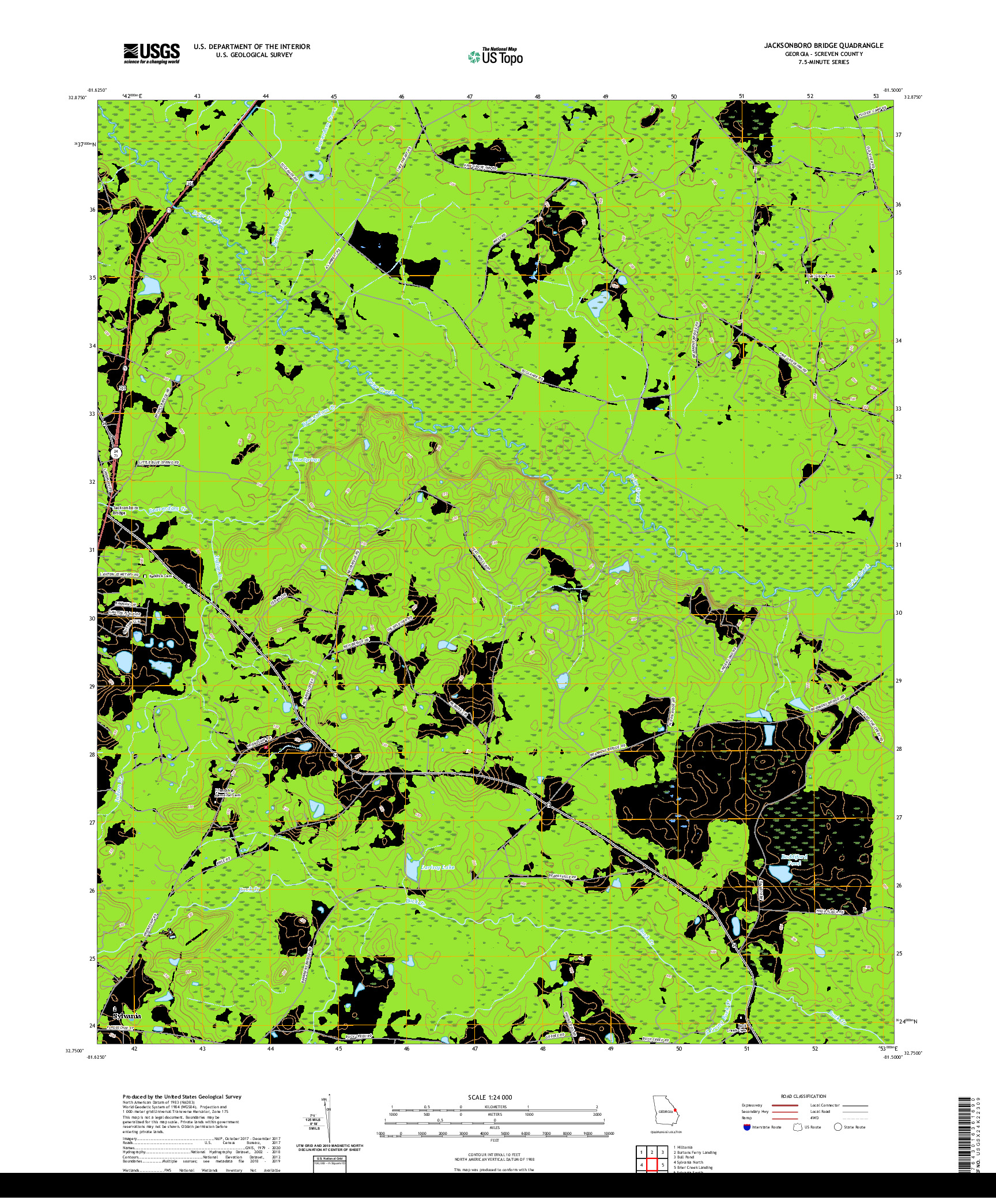 USGS US TOPO 7.5-MINUTE MAP FOR JACKSONBORO BRIDGE, GA 2020