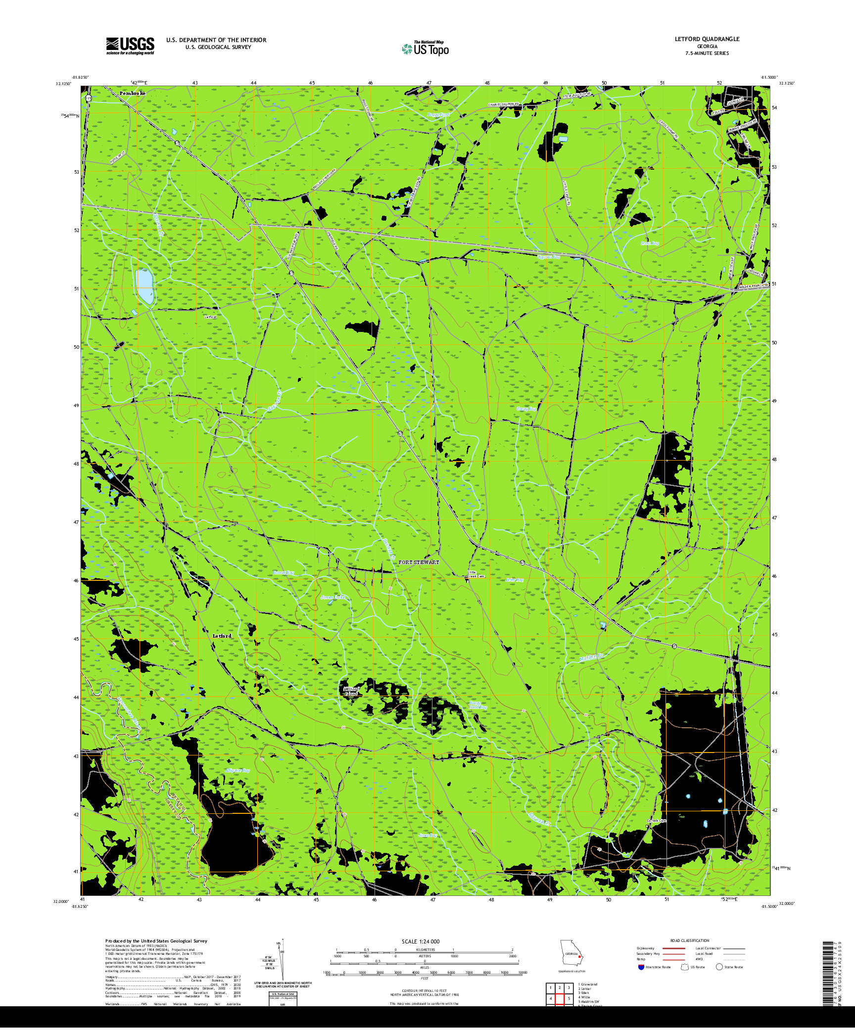 USGS US TOPO 7.5-MINUTE MAP FOR LETFORD, GA 2020
