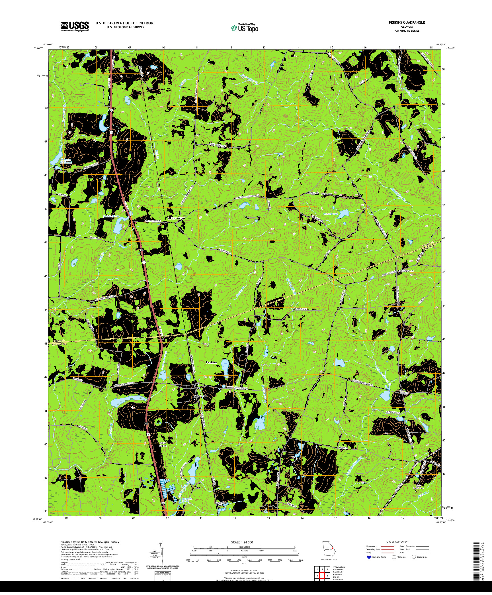 USGS US TOPO 7.5-MINUTE MAP FOR PERKINS, GA 2020
