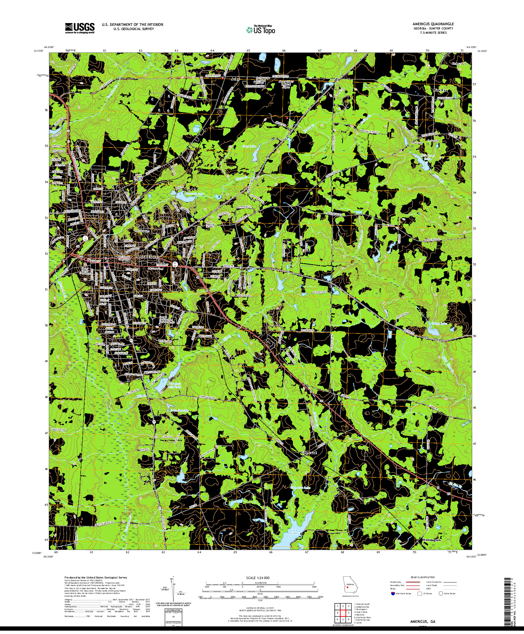 USGS US TOPO 7.5-MINUTE MAP FOR AMERICUS, GA 2020