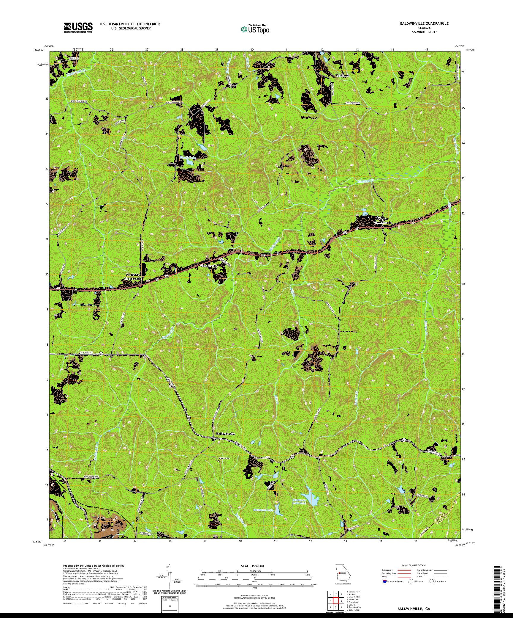 USGS US TOPO 7.5-MINUTE MAP FOR BALDWINVILLE, GA 2020