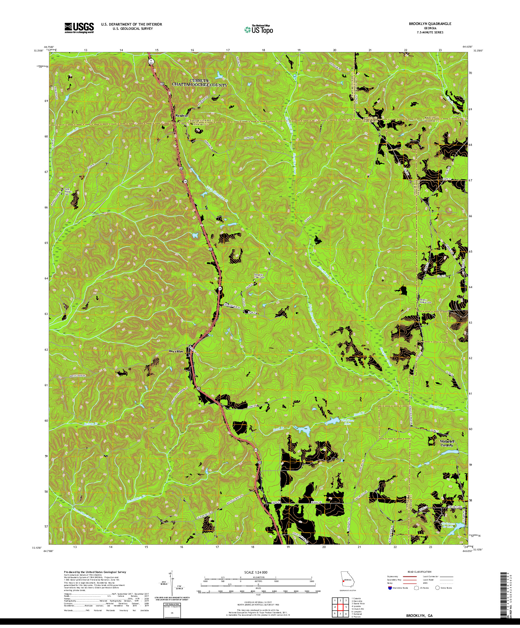 USGS US TOPO 7.5-MINUTE MAP FOR BROOKLYN, GA 2020