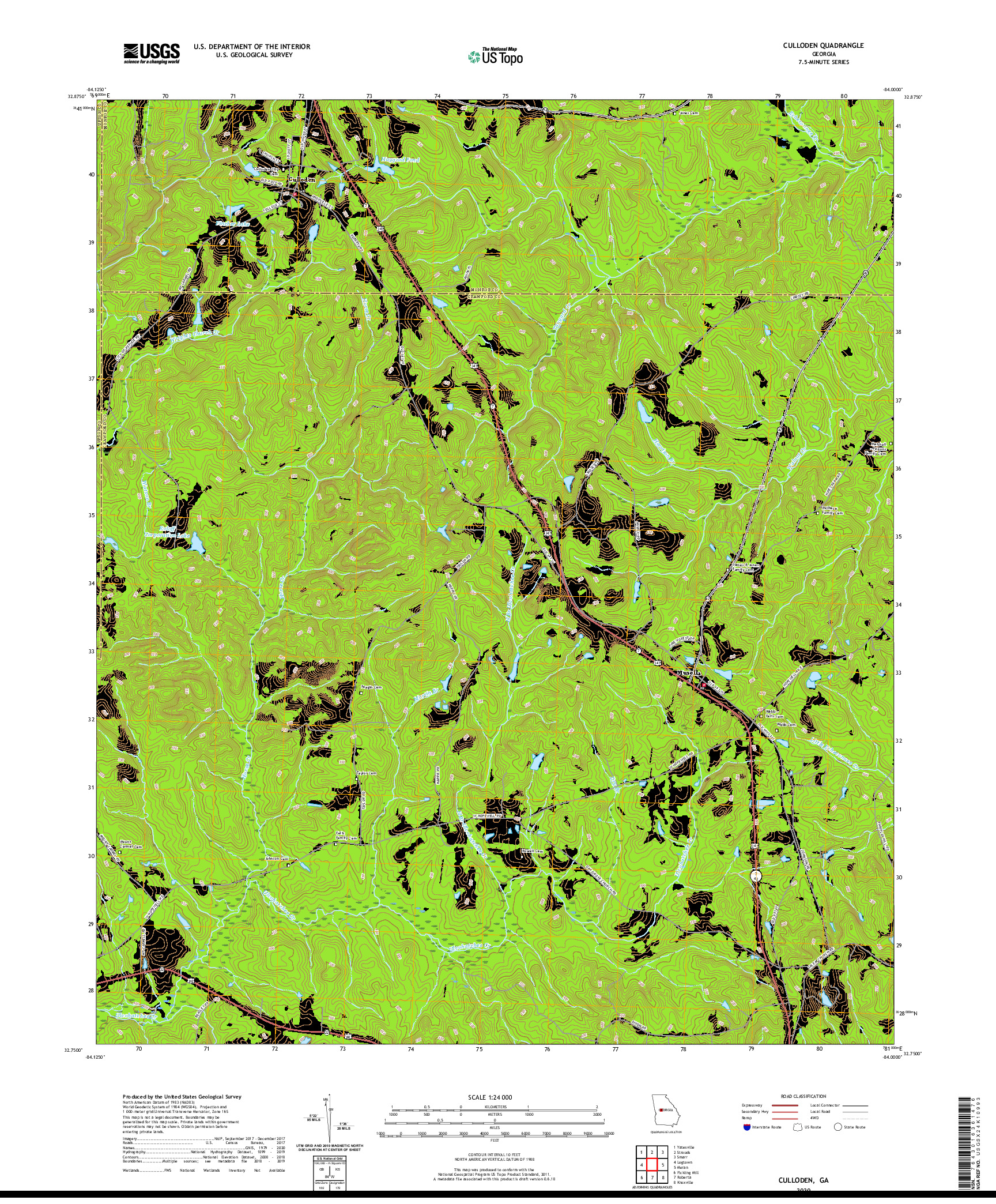 USGS US TOPO 7.5-MINUTE MAP FOR CULLODEN, GA 2020