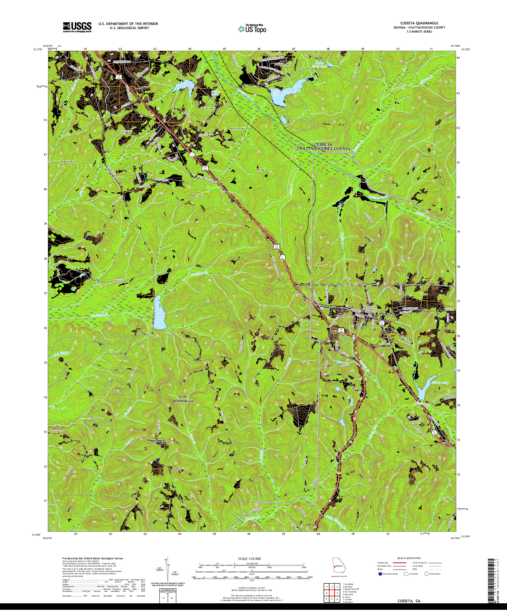 USGS US TOPO 7.5-MINUTE MAP FOR CUSSETA, GA 2020