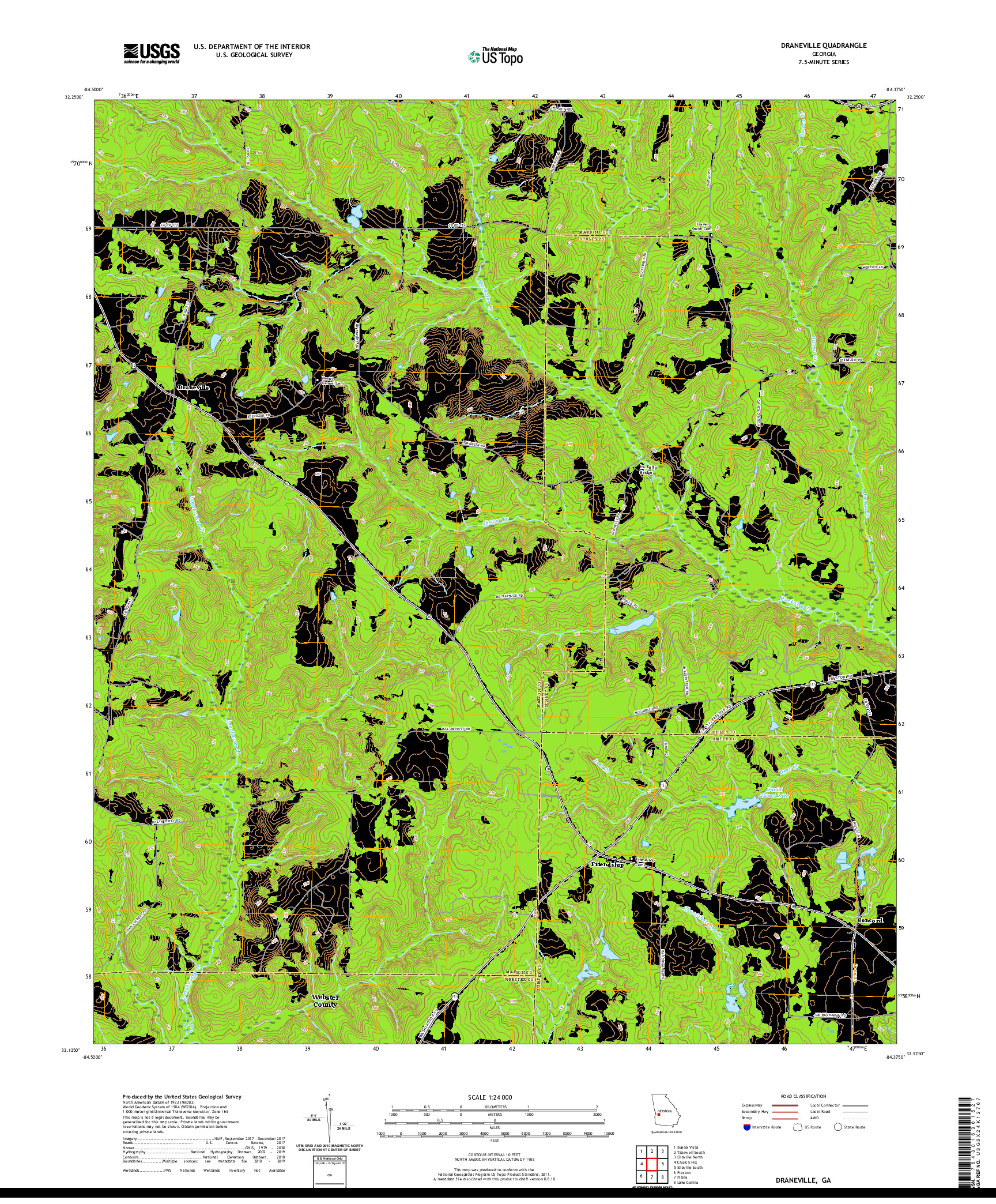 USGS US TOPO 7.5-MINUTE MAP FOR DRANEVILLE, GA 2020