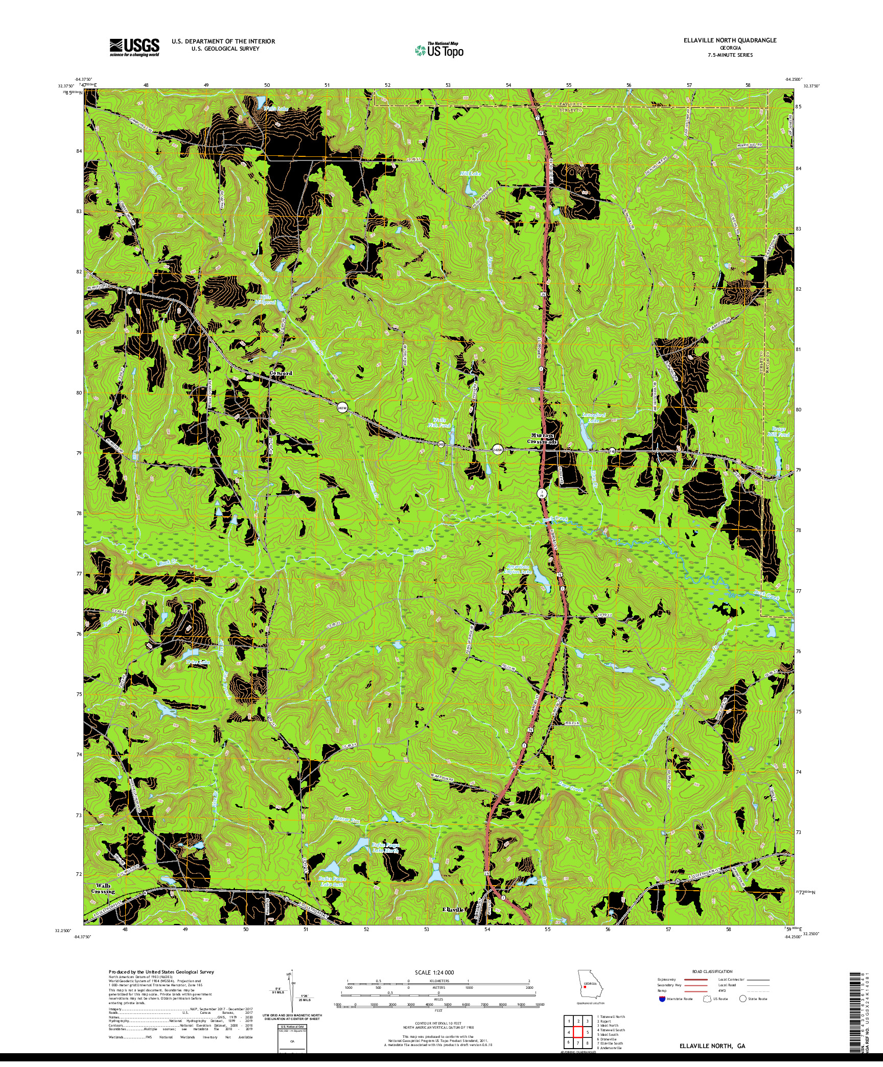 USGS US TOPO 7.5-MINUTE MAP FOR ELLAVILLE NORTH, GA 2020