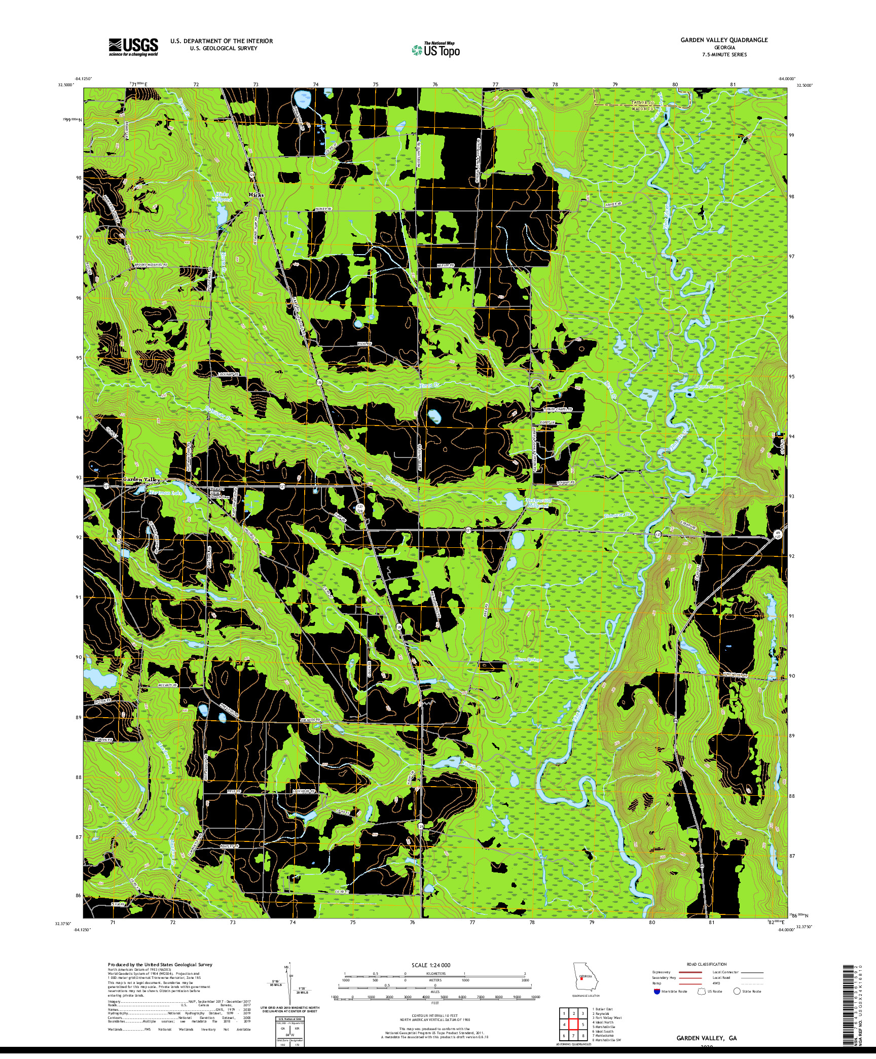 USGS US TOPO 7.5-MINUTE MAP FOR GARDEN VALLEY, GA 2020