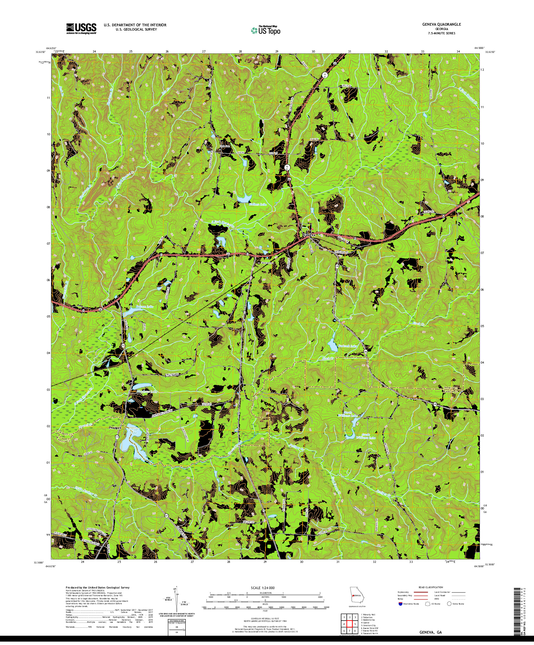USGS US TOPO 7.5-MINUTE MAP FOR GENEVA, GA 2020